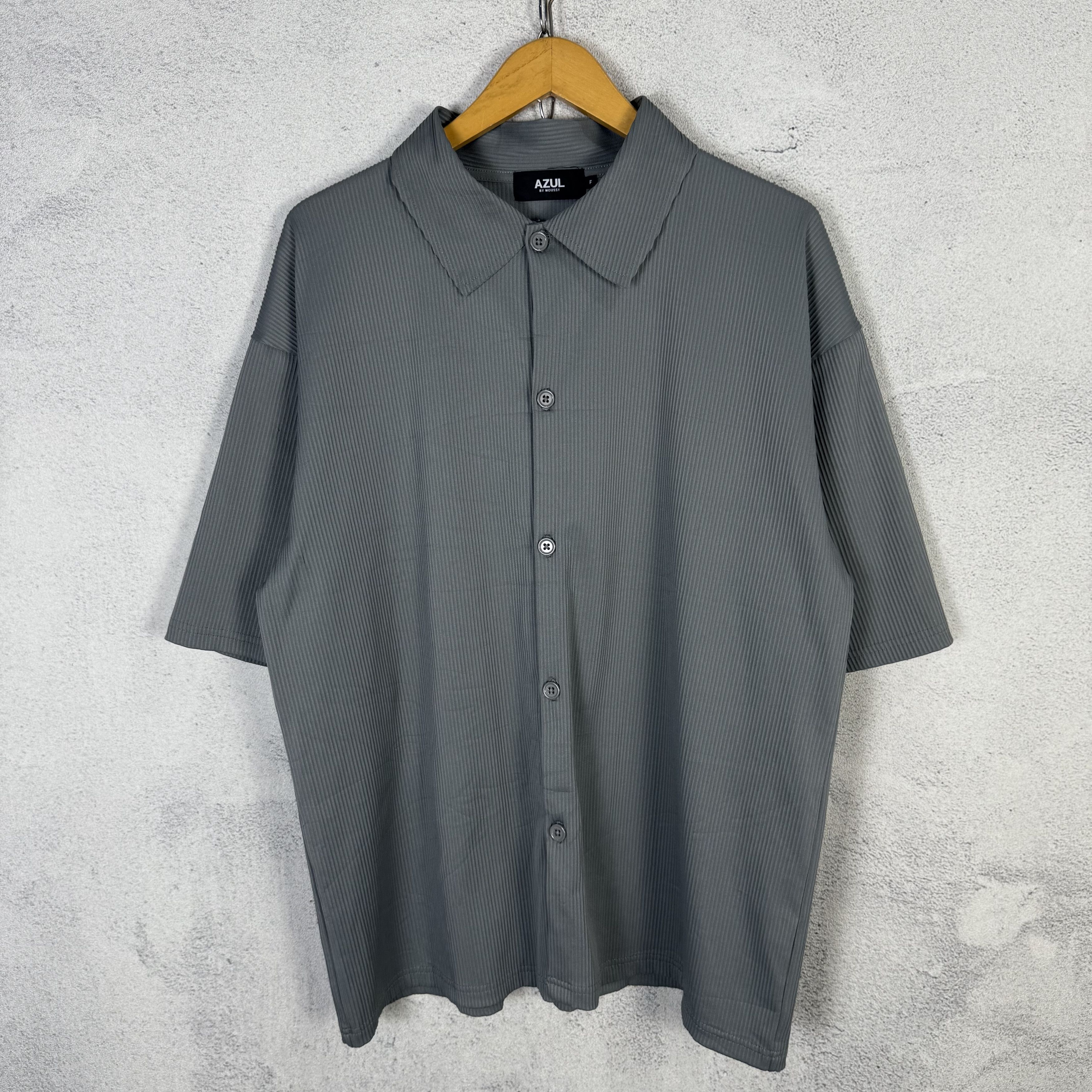 Japanese Brand Azul by Moussy Pleats Please Minimalist Ribbed Boxy Shirt Size US L / EU 52-54 / 3 - 1 Thumbnail