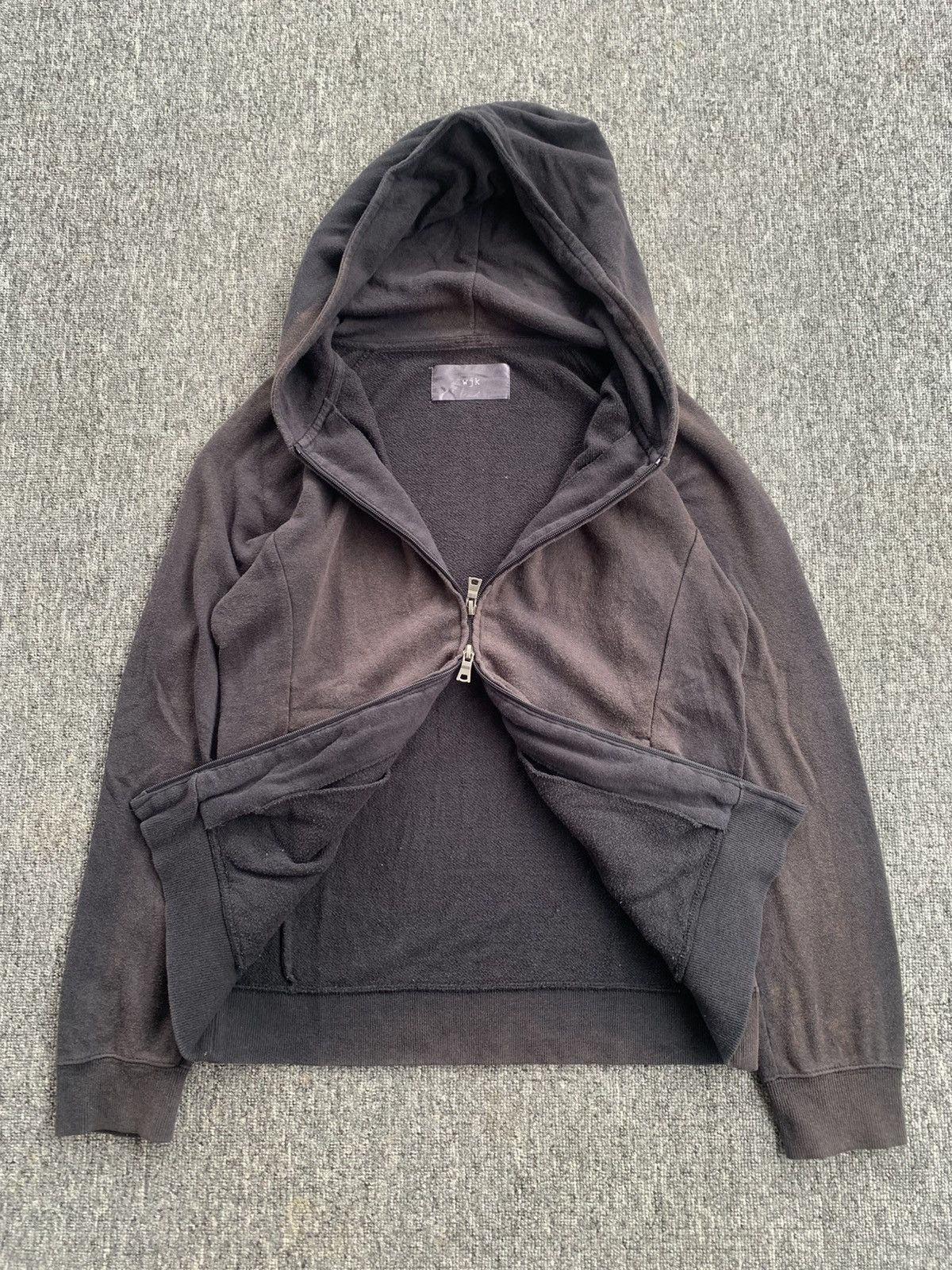 wjk WJK Japanese Sunfaded Distressed Black Jacket Hoodie Size M / US 6-8 / IT 42-44 - 3 Thumbnail