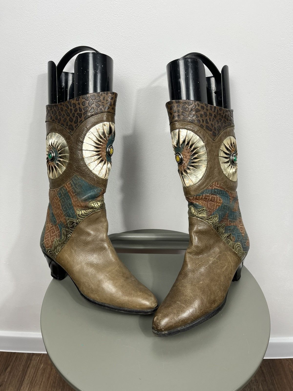 Other Asso di Italy Leather Art Patchwork Mid Calf Boots EU 39 Size US 8 / IT 38 - 1 Thumbnail