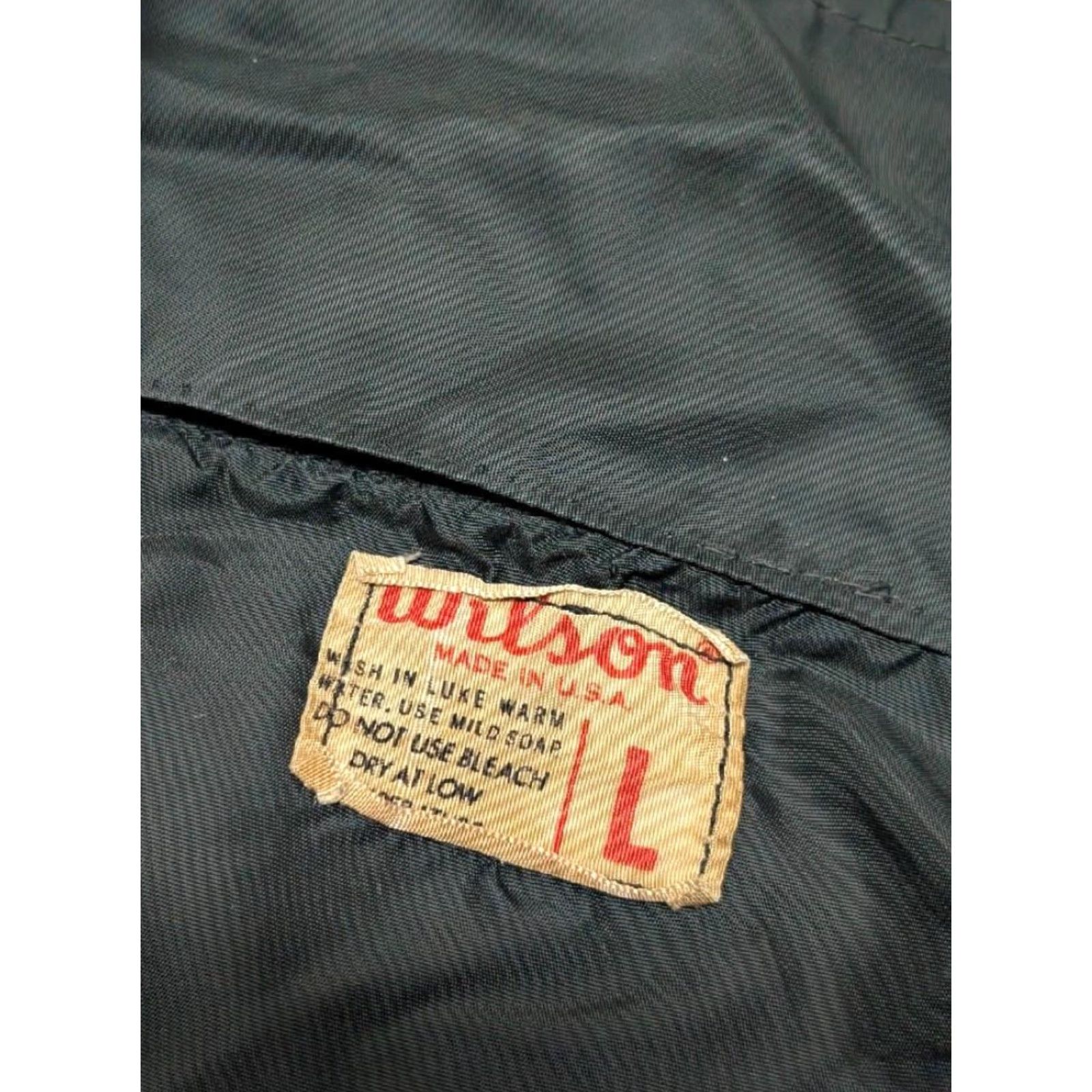 Wilson VINTAGE Wilson Jacket Mens L Black Nylon Bomber Snap Front Leather Outer Shell Windbreaker USA Made 1960s Decade 60s Size US L / EU 52-54 / 3 - 3 Thumbnail