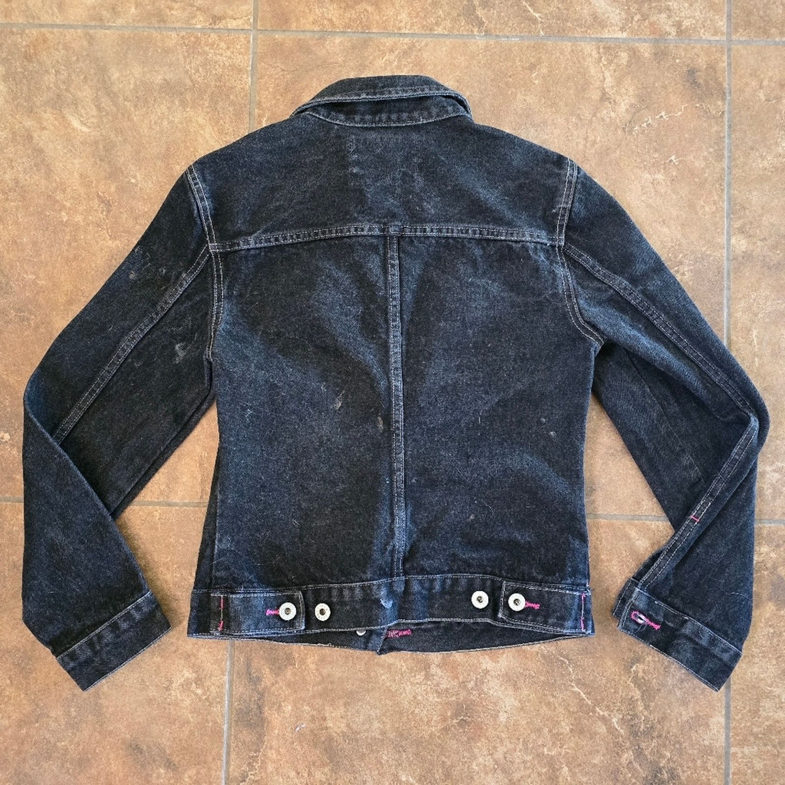 Guess Black Denim | GUESS | Pink Detailed Jean Jacket Size M / US 6-8 / IT 42-44 - 2 Thumbnail