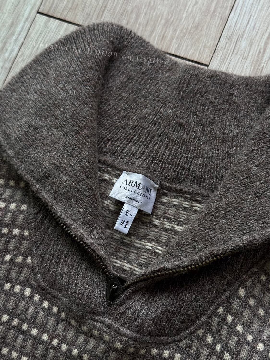 Late 1990s Vintage Armani Collezioni Optical Knit Sweater Armani Vintage Check Knit Sweater