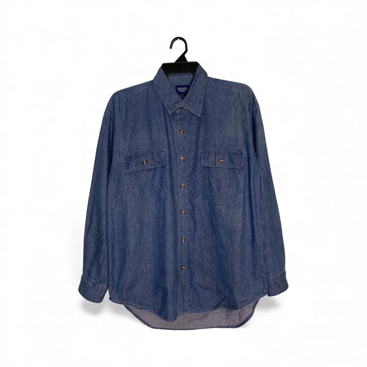 Japanese Brand Rare Design F.R.E.S.C.O Soft Denim Button Up Shirts Size US M / EU 48-50 / 2 - 1 Thumbnail