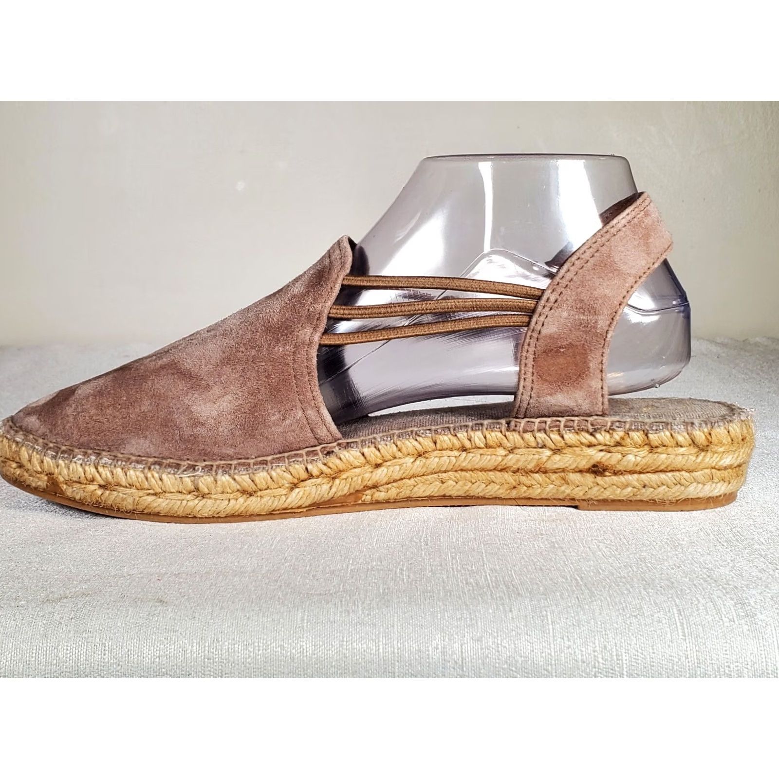 Vintage Toni Pons NURIA Espadrilles Taupe Suede Low Wedge Elastic Straps Women's US 11.5 EU 42 Shoes Size US 12 / IT 42 - 4 Thumbnail