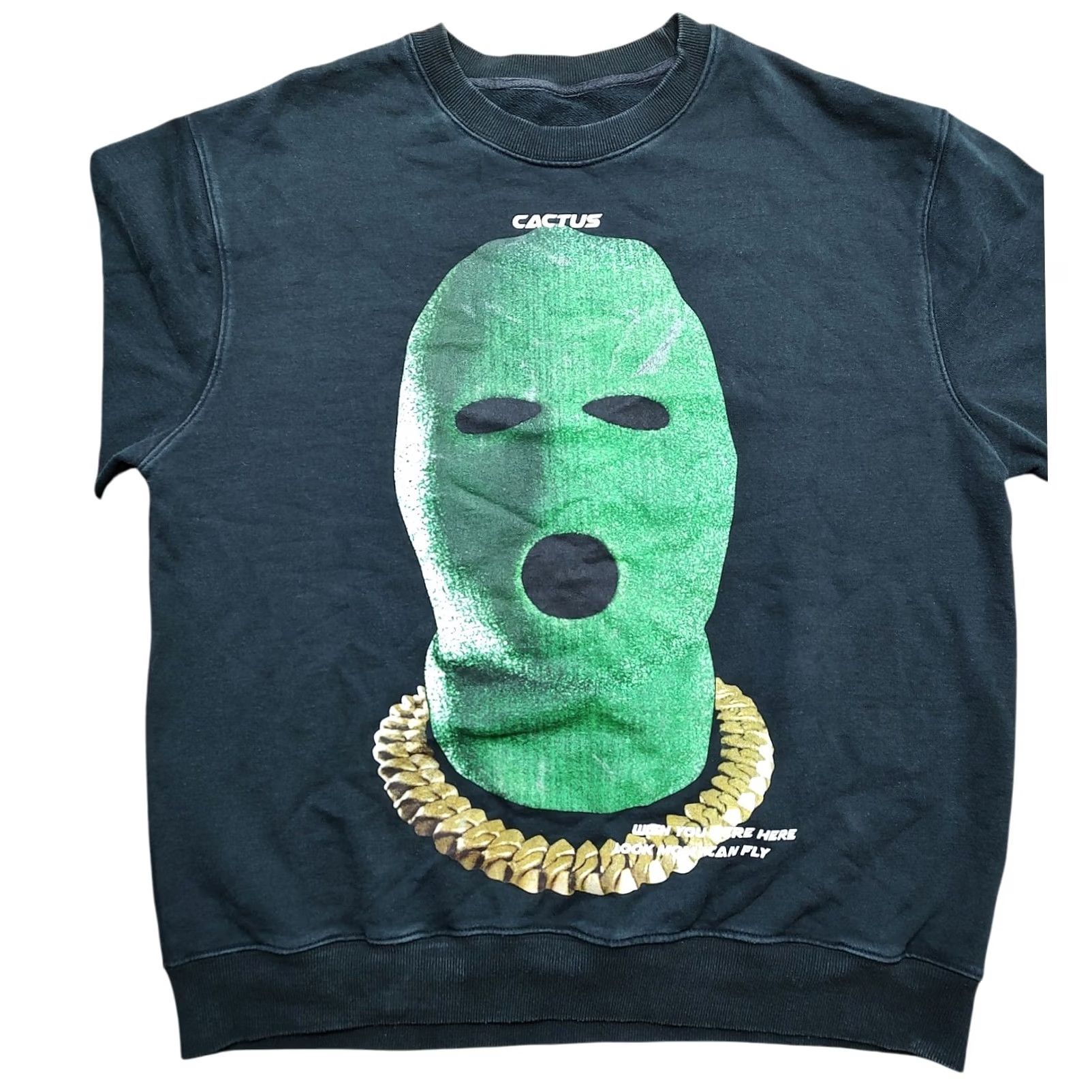 Vintage Cactus Jack Sweatshirt XL Masked Wish You Were Here Look Mom I Can Fly Graphic Print Black Cotton Mens Size US XL / EU 56 / 4 - 2 Thumbnail