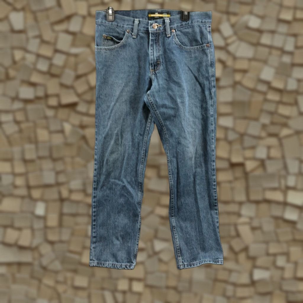 Lee Lee Regular Straight Jeans 31x30 Mens Mid Rise Blue Wash Denim 5-Pocket Belt Loops Slim Fit Size US 31 - 1 Thumbnail