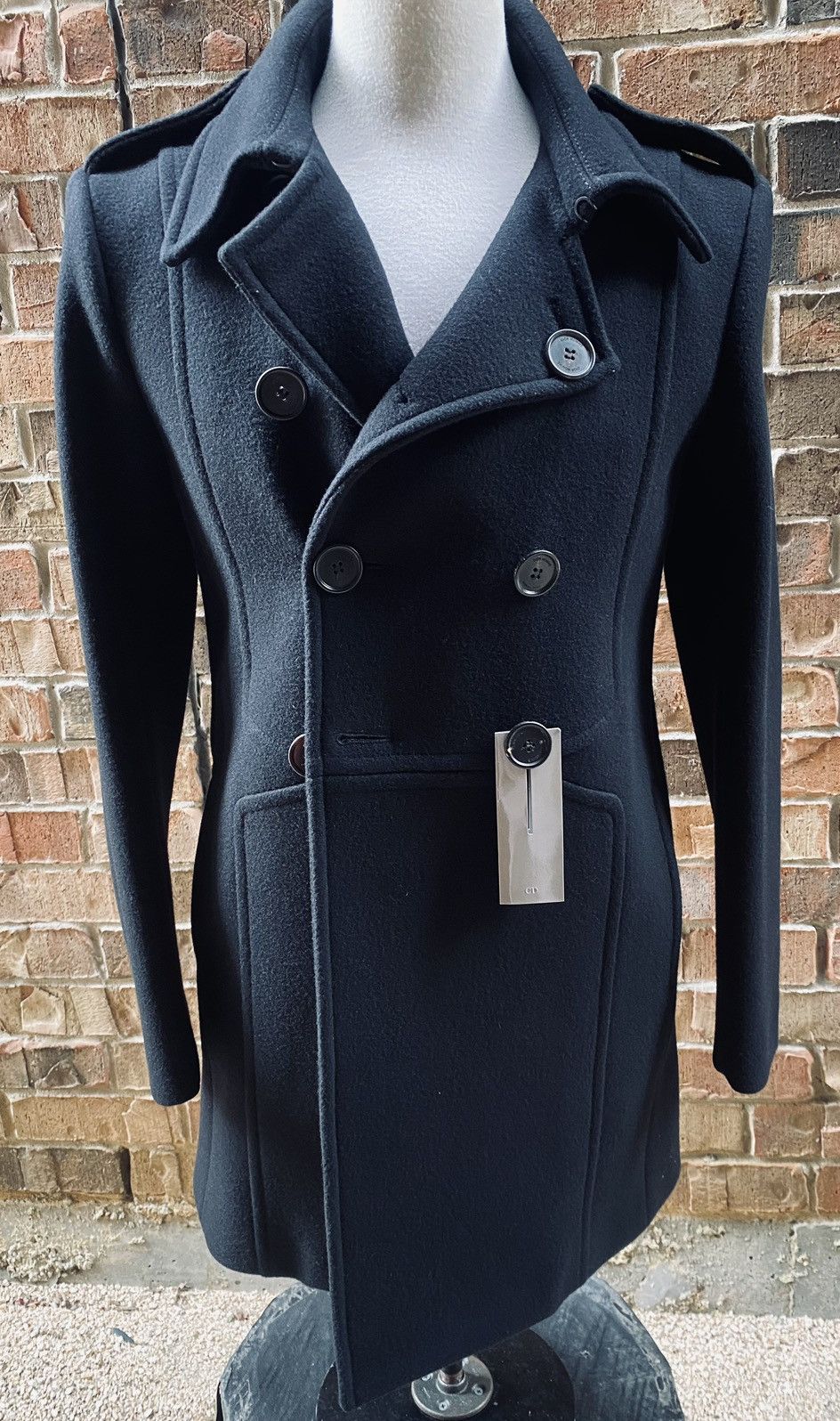 Dior Dior Homme 🇮🇹 x Hedi Slimane Navy Felted Wool Peacoat 48 NWT Size US M / EU 48-50 / 2 - 18 Thumbnail