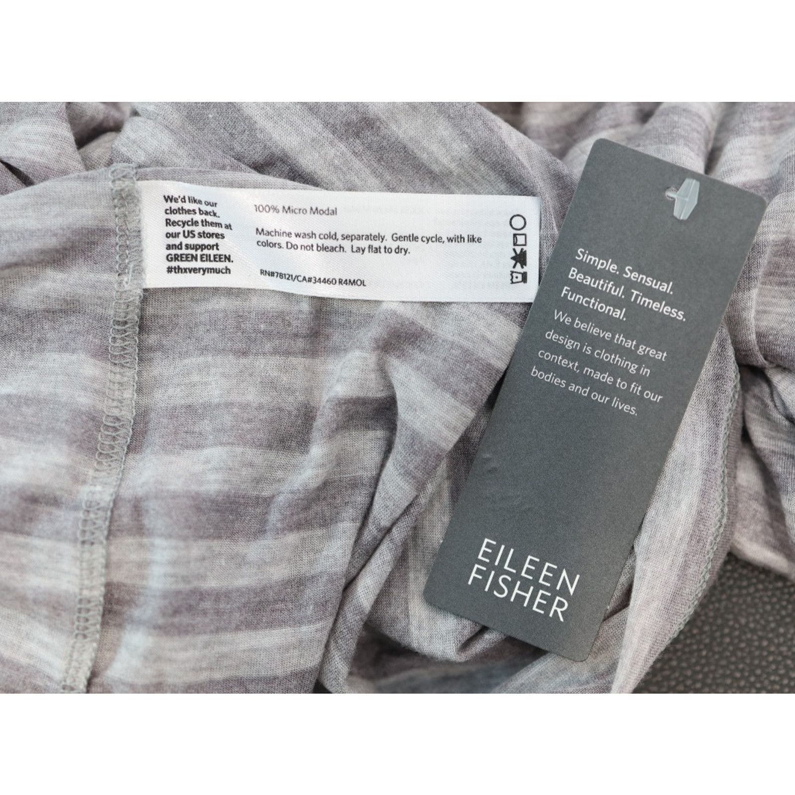 Eileen Fisher EILEEN FISHER Gray Striped Long Sleeve Top Size M $98 Size M / US 6-8 / IT 42-44 - 6 Thumbnail