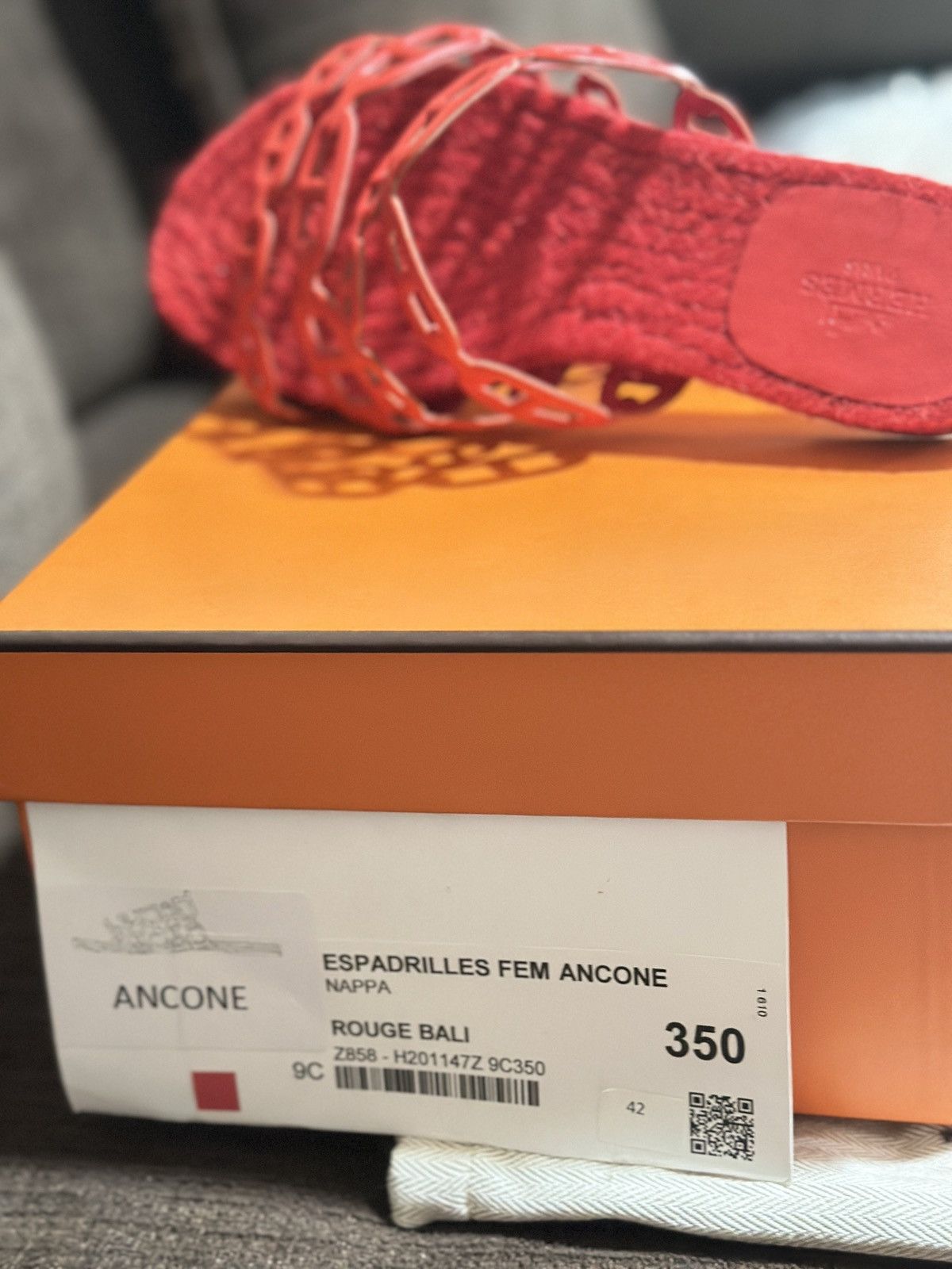 Hermes NWOT HERMES ANCONE Espadrilles Fem ancone Rouge Bali 35 Size US 5 / IT 35 - 6 Thumbnail