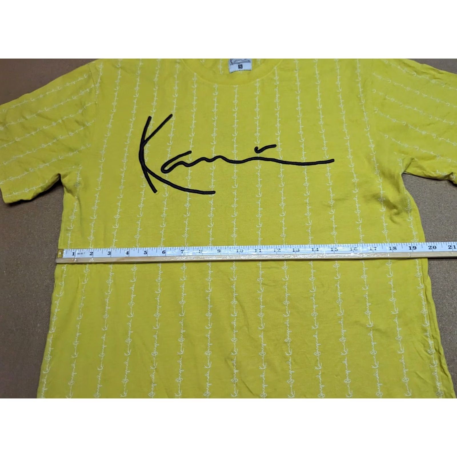 Karl Kani Karl Kani Mens Shirt Short Sleeve Yellow Striped Signature Shirt Mens Small Color Yellow Striped Signature 90s Theme Size US S / EU 44-46 / 1 - 7 Thumbnail