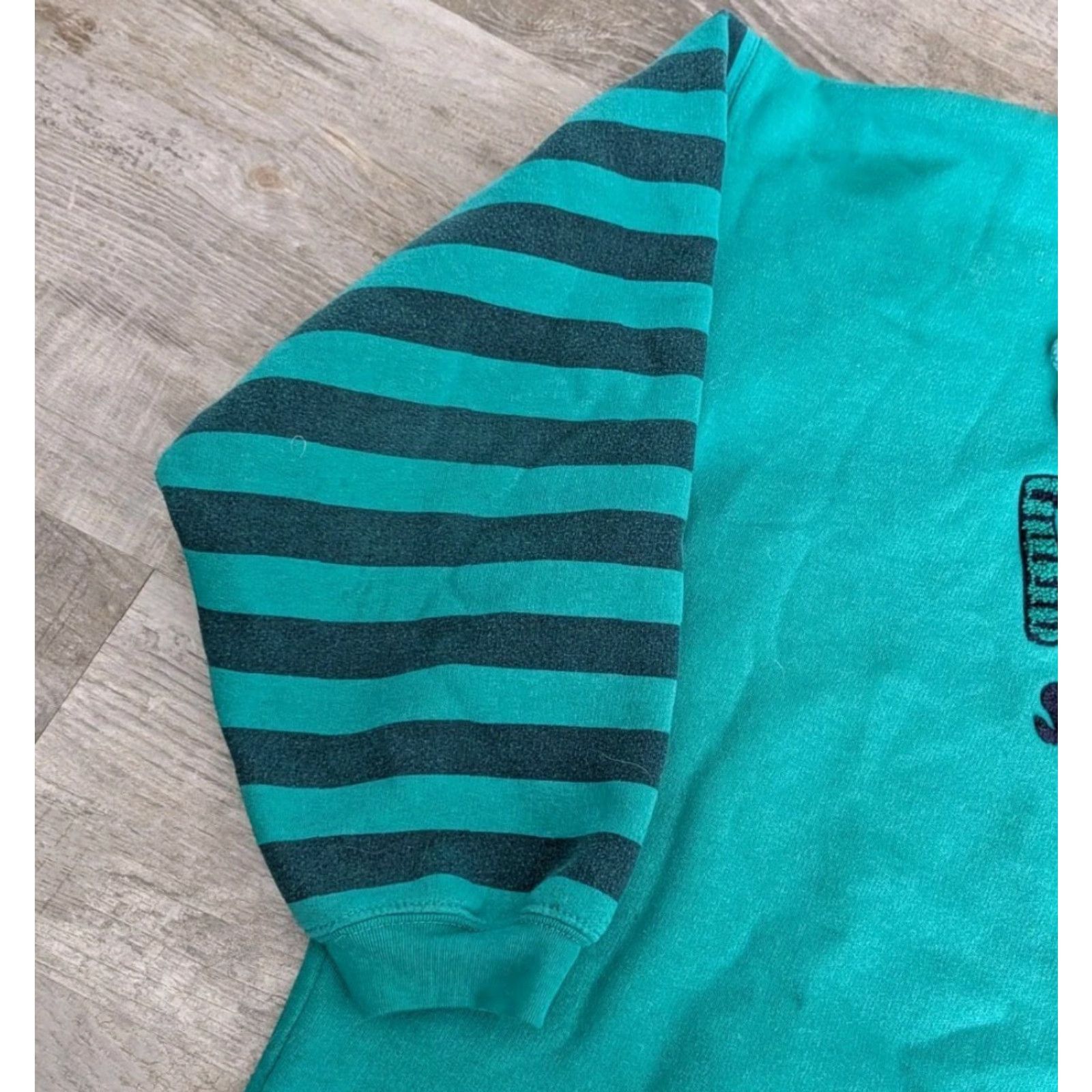 Vintage VINTAGE Paris Sport Club Hoodie Striped Sleeves Womens Oversized L 90’s Paris Graphic Print Fleece Pullover Size L / US 10 / IT 46 - 7 Thumbnail