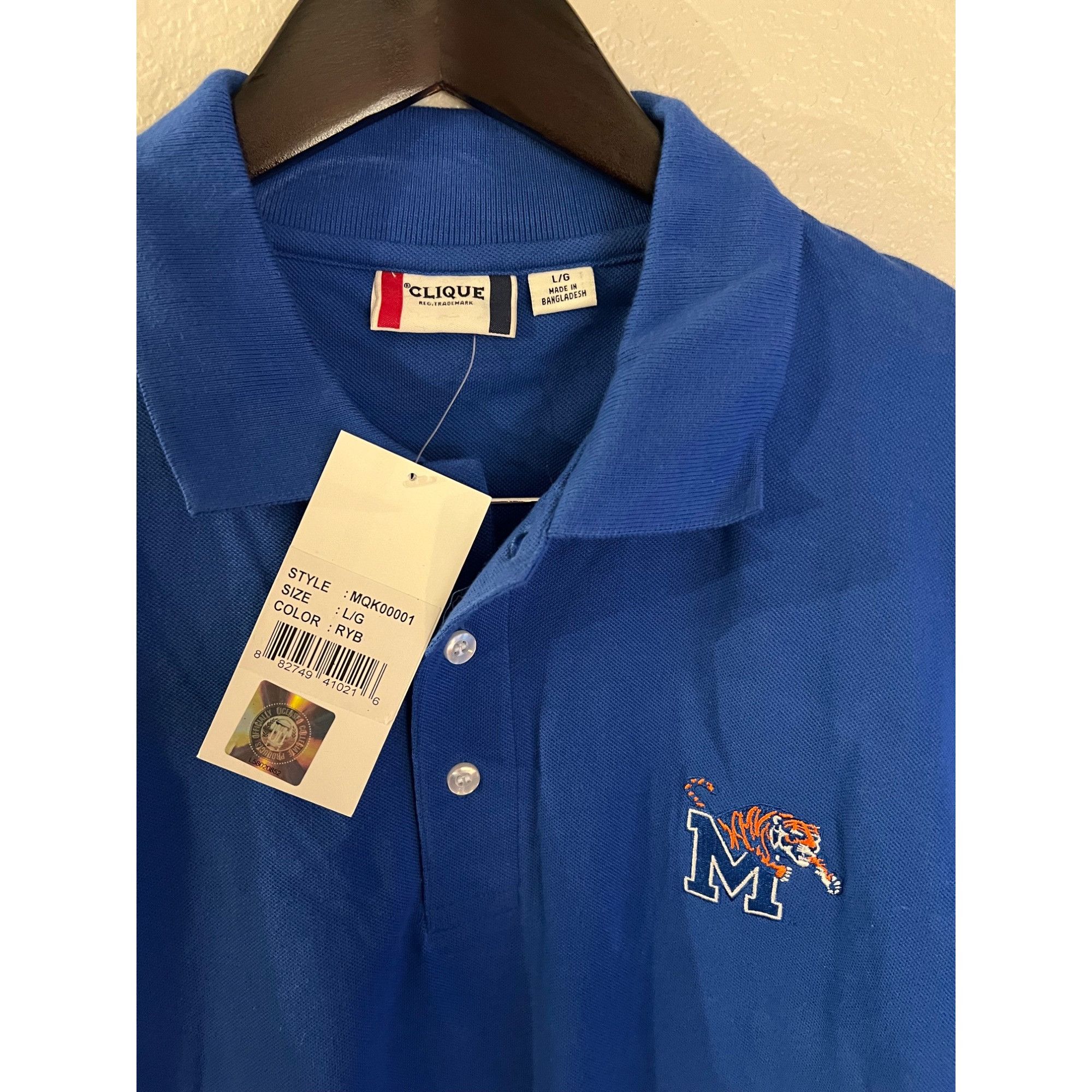Clique Clique Memphis Tigers Polo Shirt - NWT Size L Size US L / EU 52-54 / 3 - 2 Thumbnail