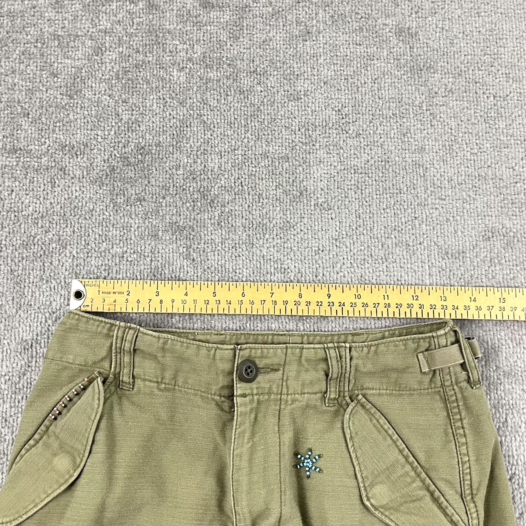 Vintage Denim & Supply Ralph Lauren Cargo Shorts Sz 26 / 3.5" Green Tribal Beaded Womens Size 26" / US 2 / IT 38 - 3 Thumbnail