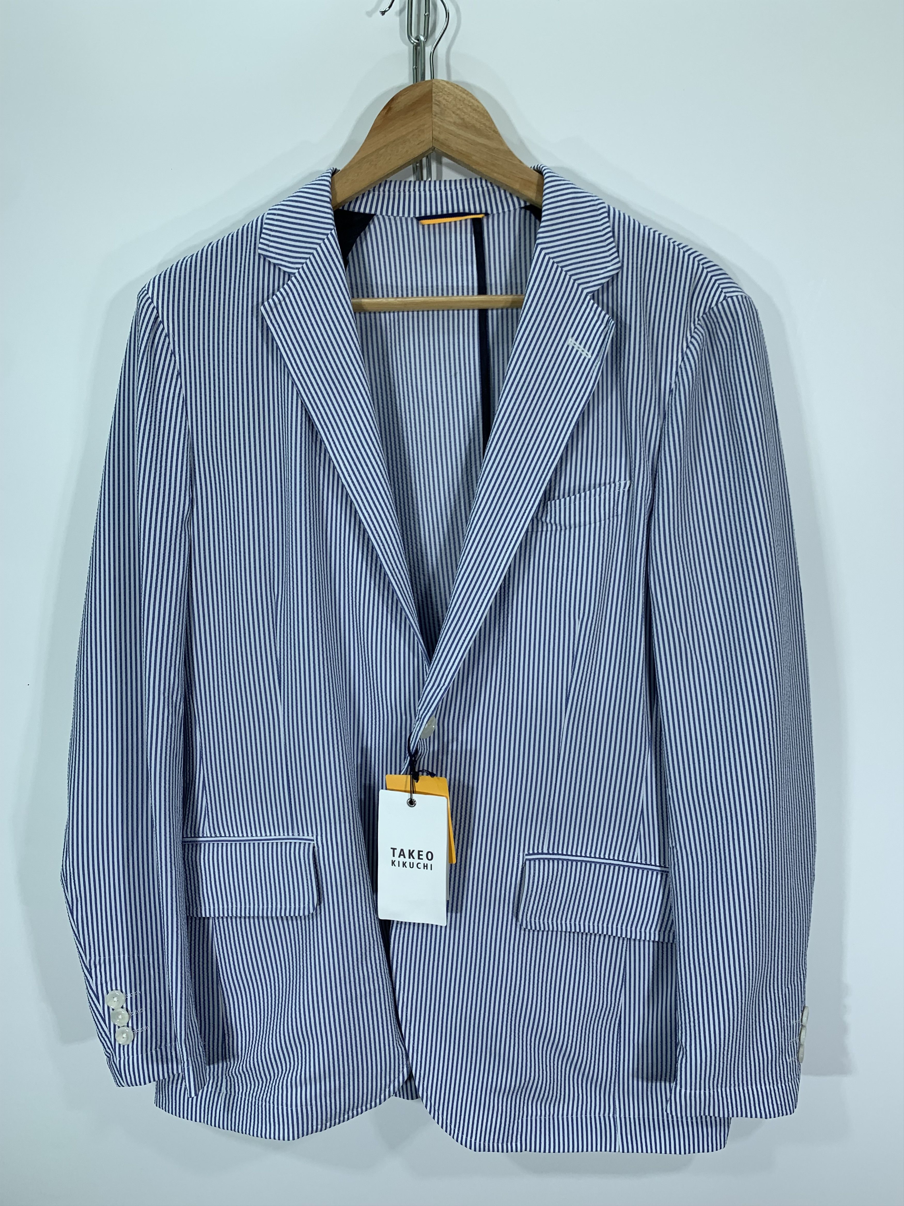 Image of Takeo Kikuchi Hickory Stripe Stretching Blazer Jacket, Men's (Size Small)