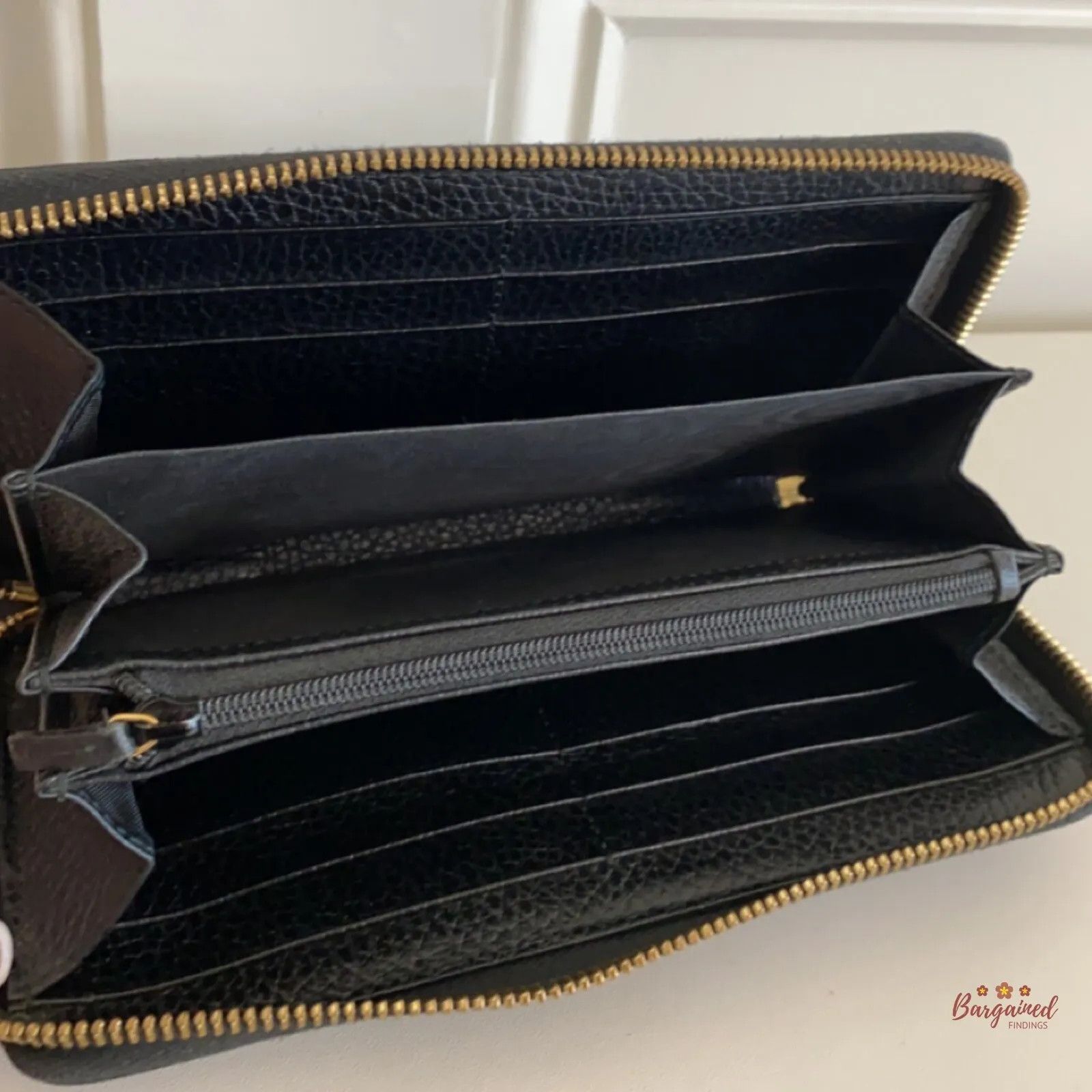 Gucci GUCCI Black Pebbled Leather Double G Metal Zip Around Long Size ONE SIZE - 6 Thumbnail