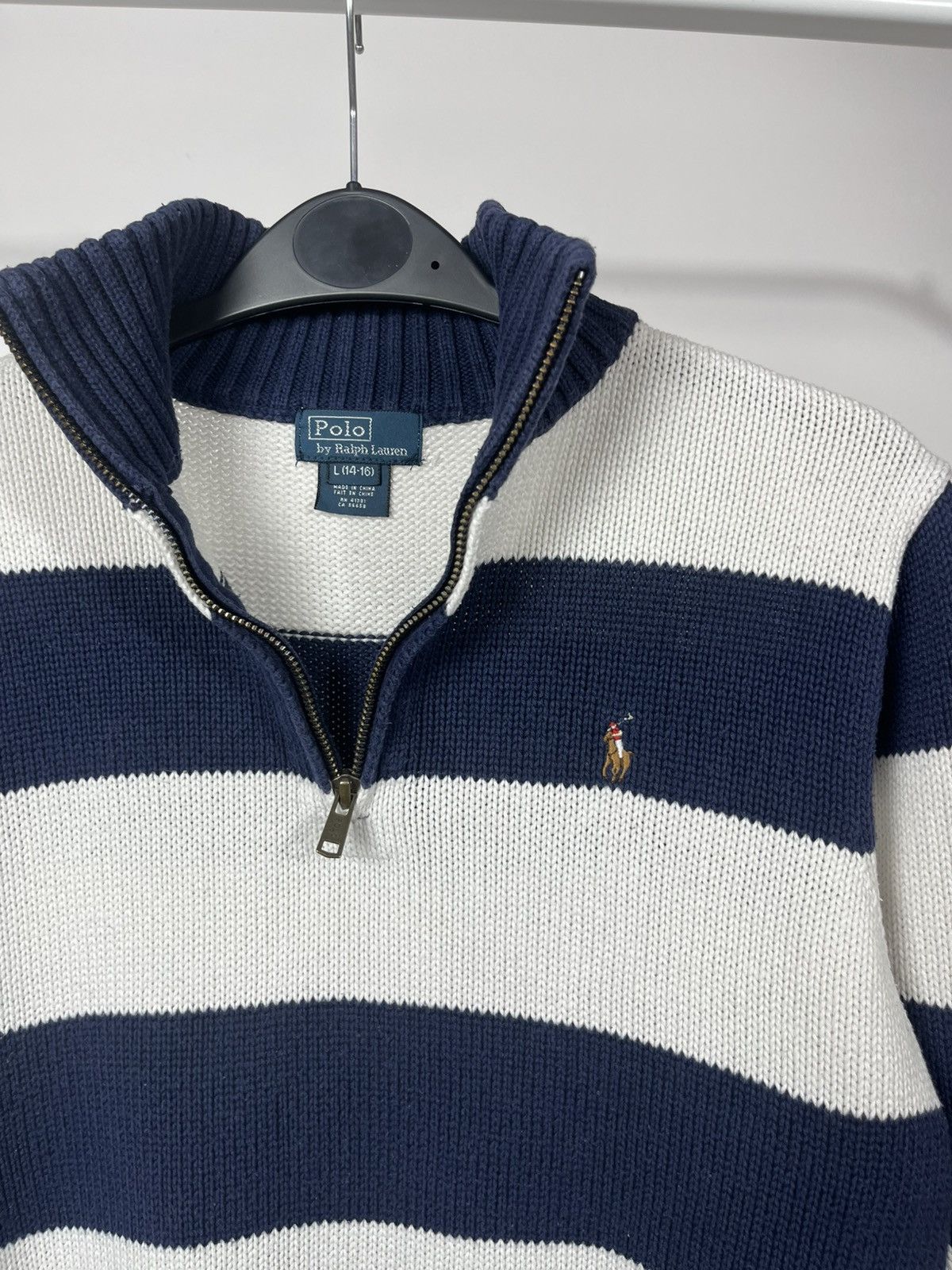 Polo Ralph Lauren Polo Ralph Lauren Striped Quarter Knit Sweater Navy White Size US S / EU 44-46 / 1 - 4 Thumbnail