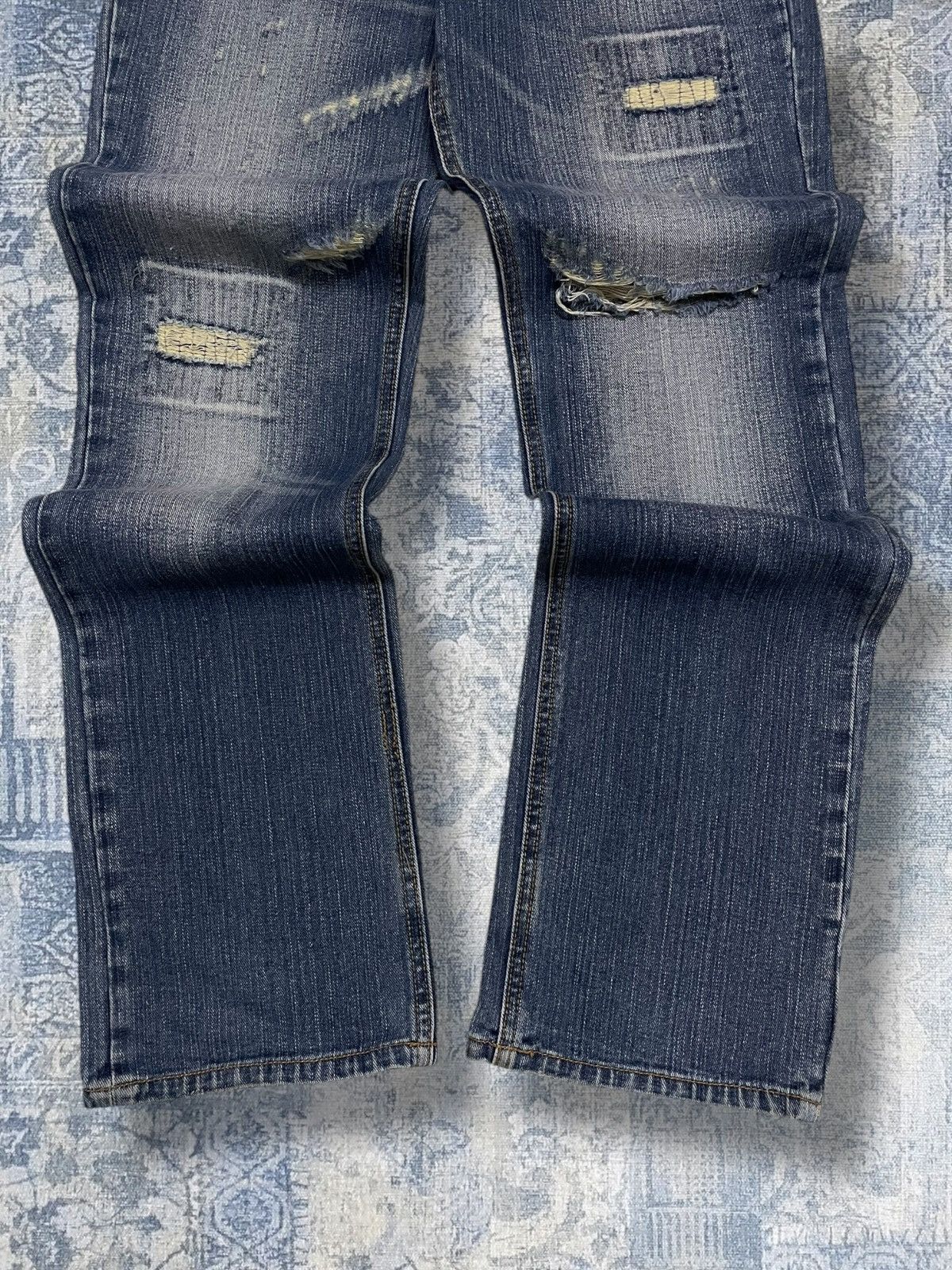 Japanese Brand Vintage 1990s Japan Designer Nylaus Distressed Patch Denim Size US 30 / EU 46 - 3 Thumbnail