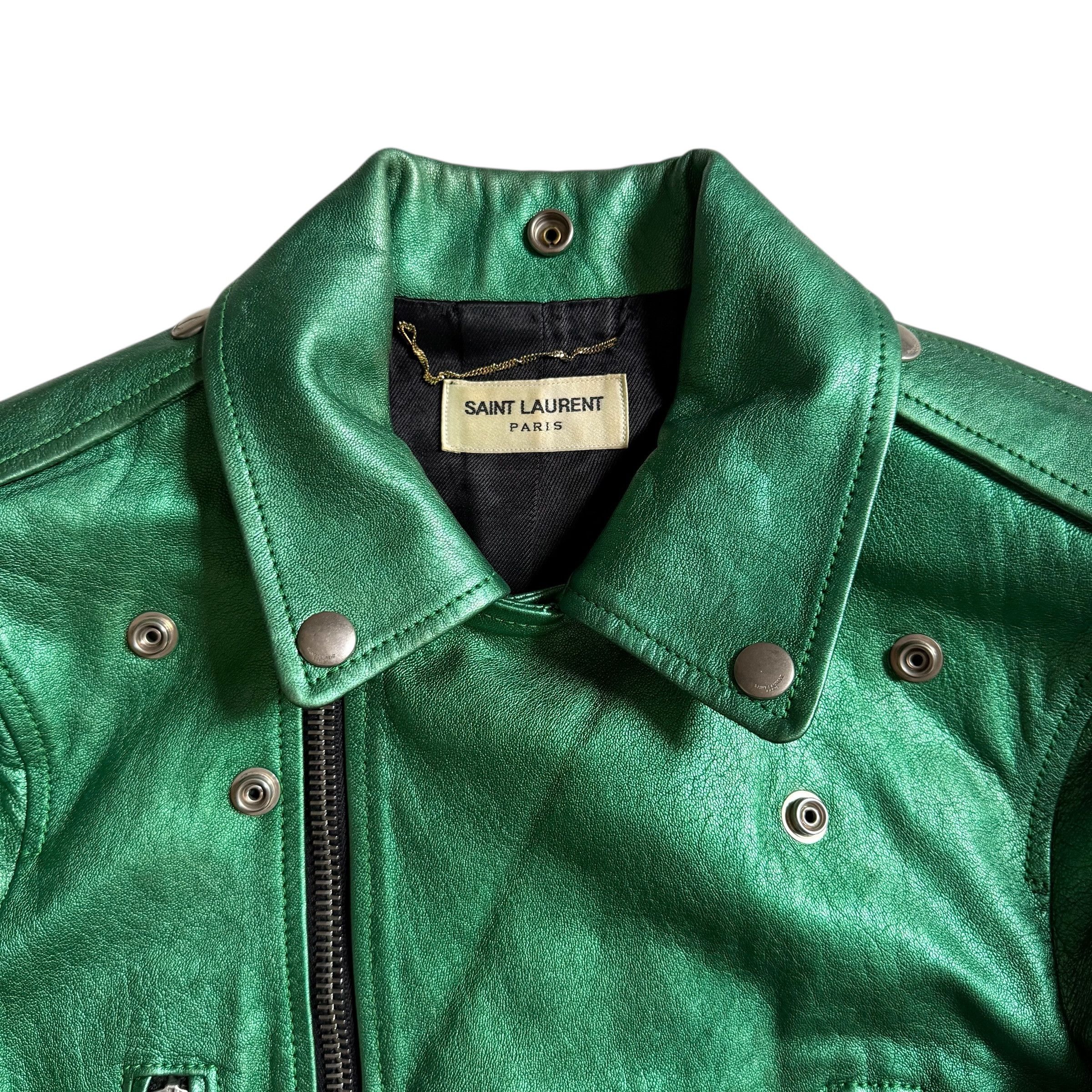 Yves Saint Laurent SAINT LAURENT 2013 HEDI SLIMANE LEATHER BIKER JACKET Size S / US 4 / IT 40 - 3 Thumbnail