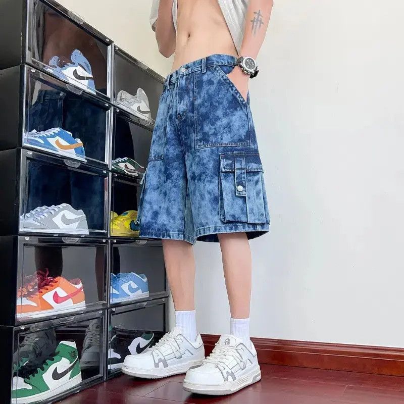 Japanese Brand Retro loose tie dye denim shorts Size US 32 / EU 48 - 1 Thumbnail