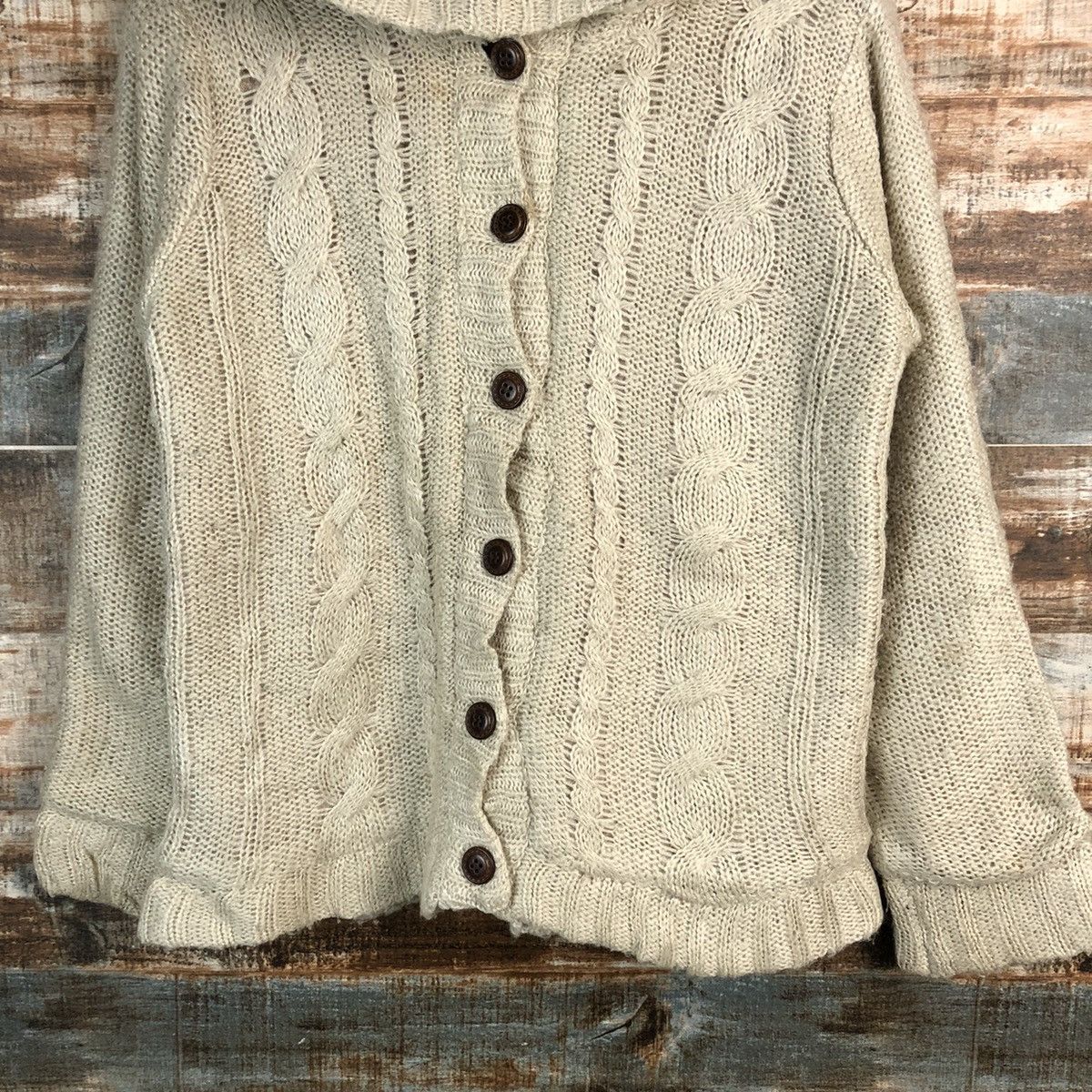 Homespun Knitwear × Japanese Brand Woble Cotton Brown Hoodie cable Knitwear #A2338 Size M / US 6-8 / IT 42-44 - 6 Thumbnail