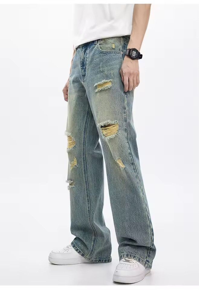 Other Straight Washed Hole Outdoor Streetwear Light Blue Jeans Size US 30 / EU 46 - 3 Thumbnail