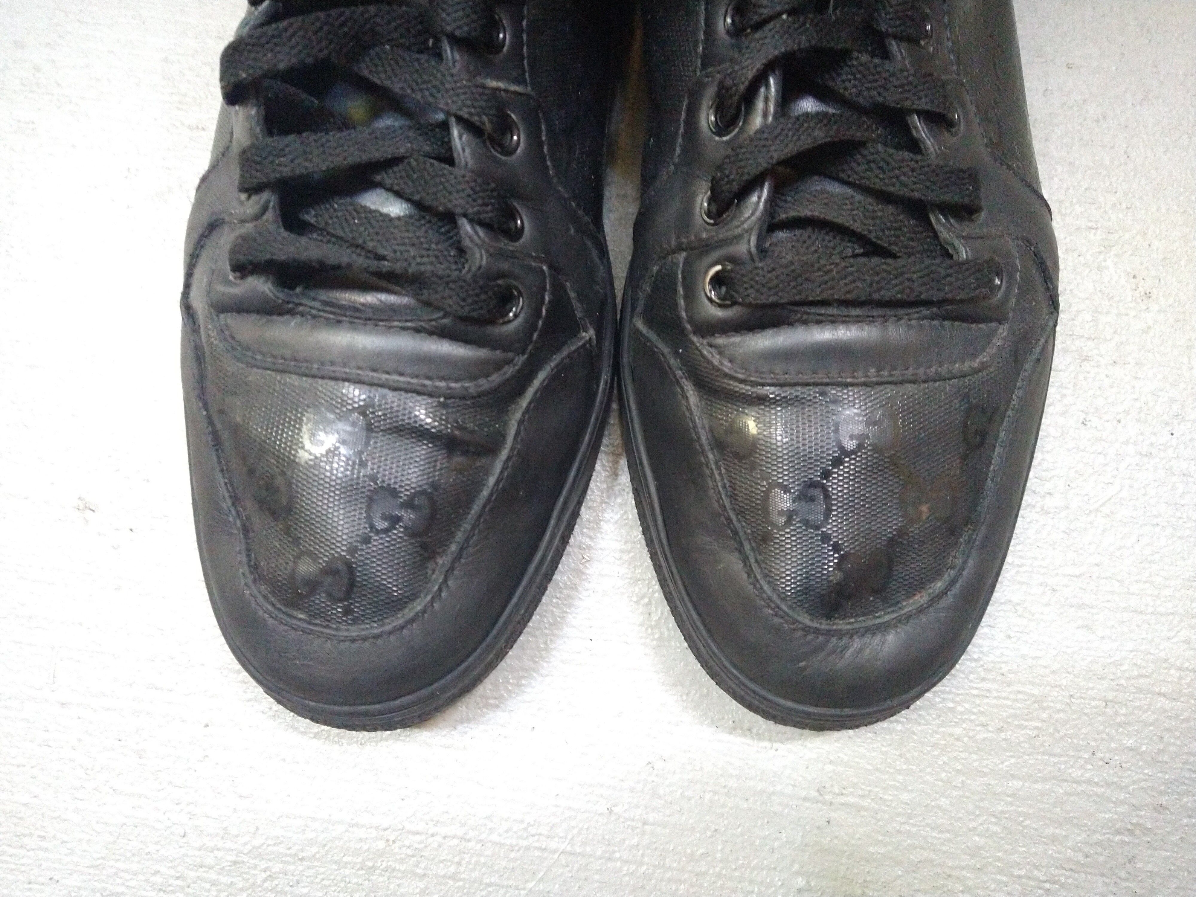 Gucci Gucci High Top Sneakers Black Leather Size 11 Lace Up Size US 11 / EU 44 - 4 Thumbnail