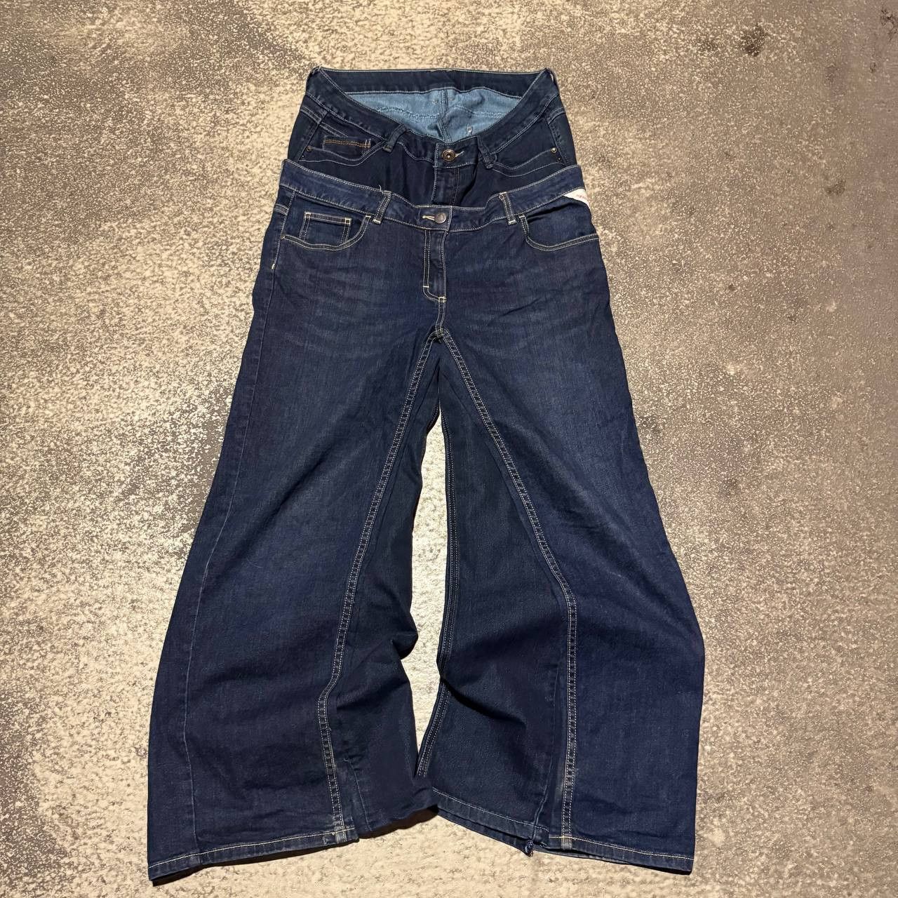Japanese Brand rare flared blue handmade streetwear jeans Size US 31 - 1 Thumbnail