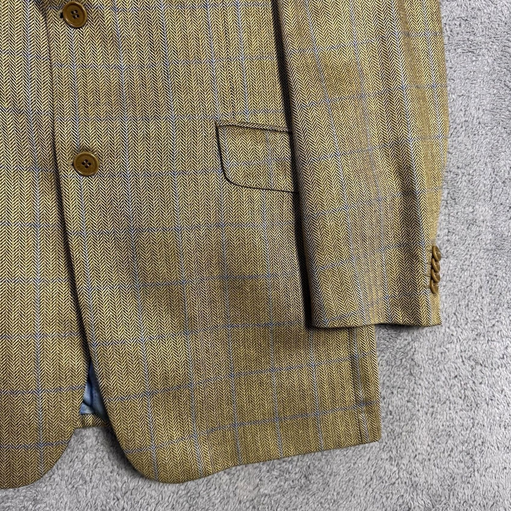 Vintage Coppley Sport Coat Mens 42T 100% Silk Windowpane Herringbone Blazer Suit Jacket Size 42R - 2 Thumbnail