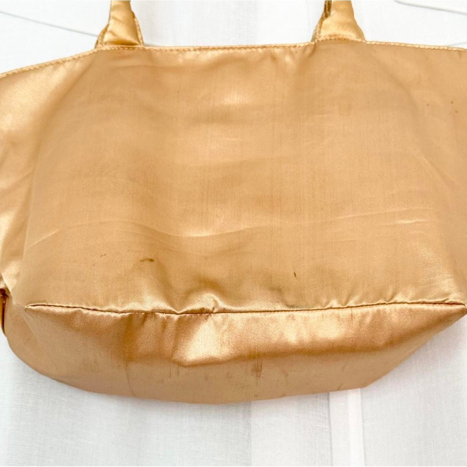 Vintage gold satin rosette mini tote/ shoulder bag Size ONE SIZE - 6 Thumbnail
