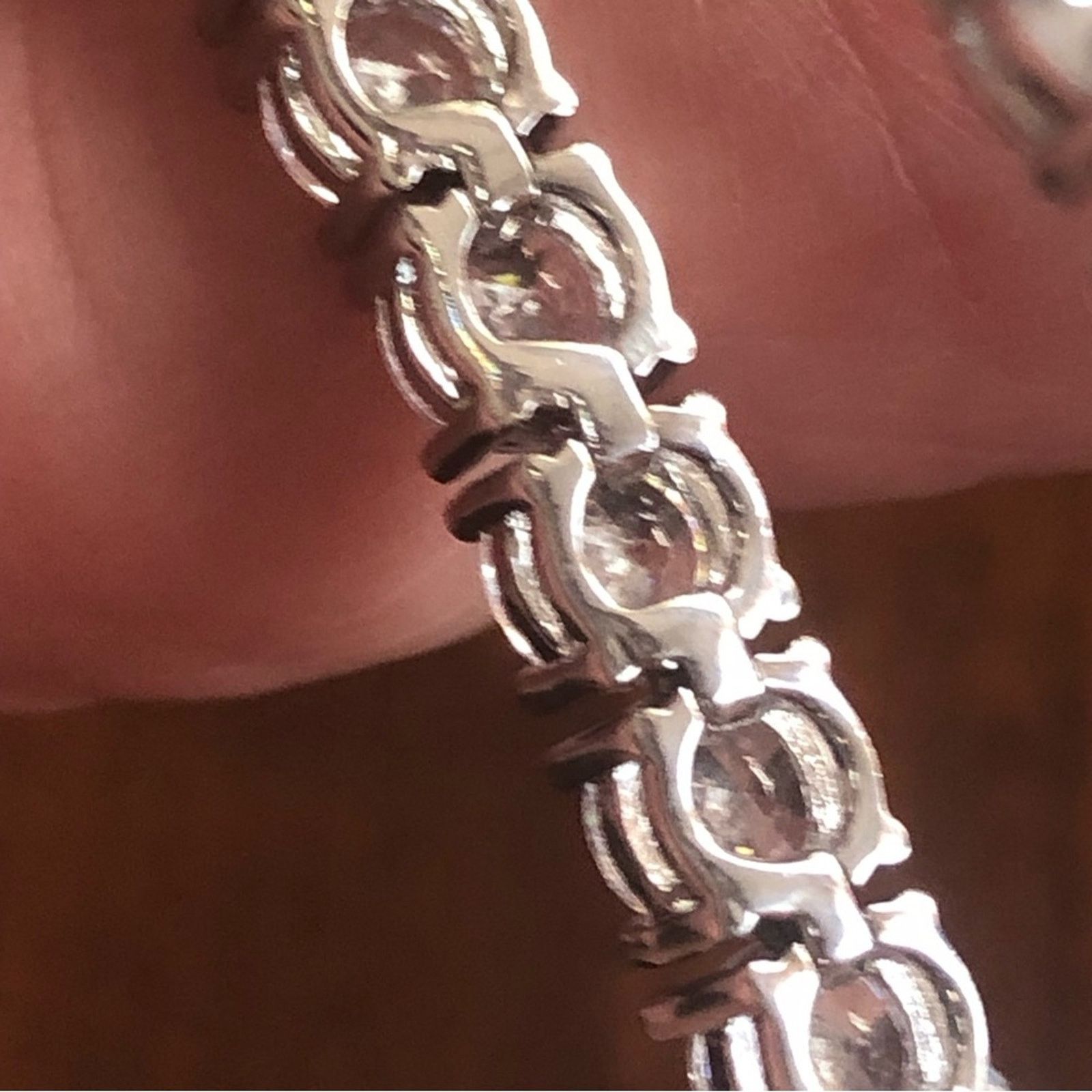 Jewelry Men’s 5mm round cubic zirconia 14k silver plated bracelet 9” Size ONE SIZE - 13 Thumbnail