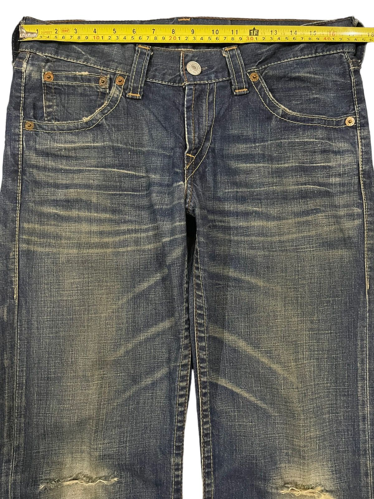 Levi's Vintage 90s Levis Blue Mud Wash Style Distress Loose Jeans Size US 34 / EU 50 - 9 Thumbnail