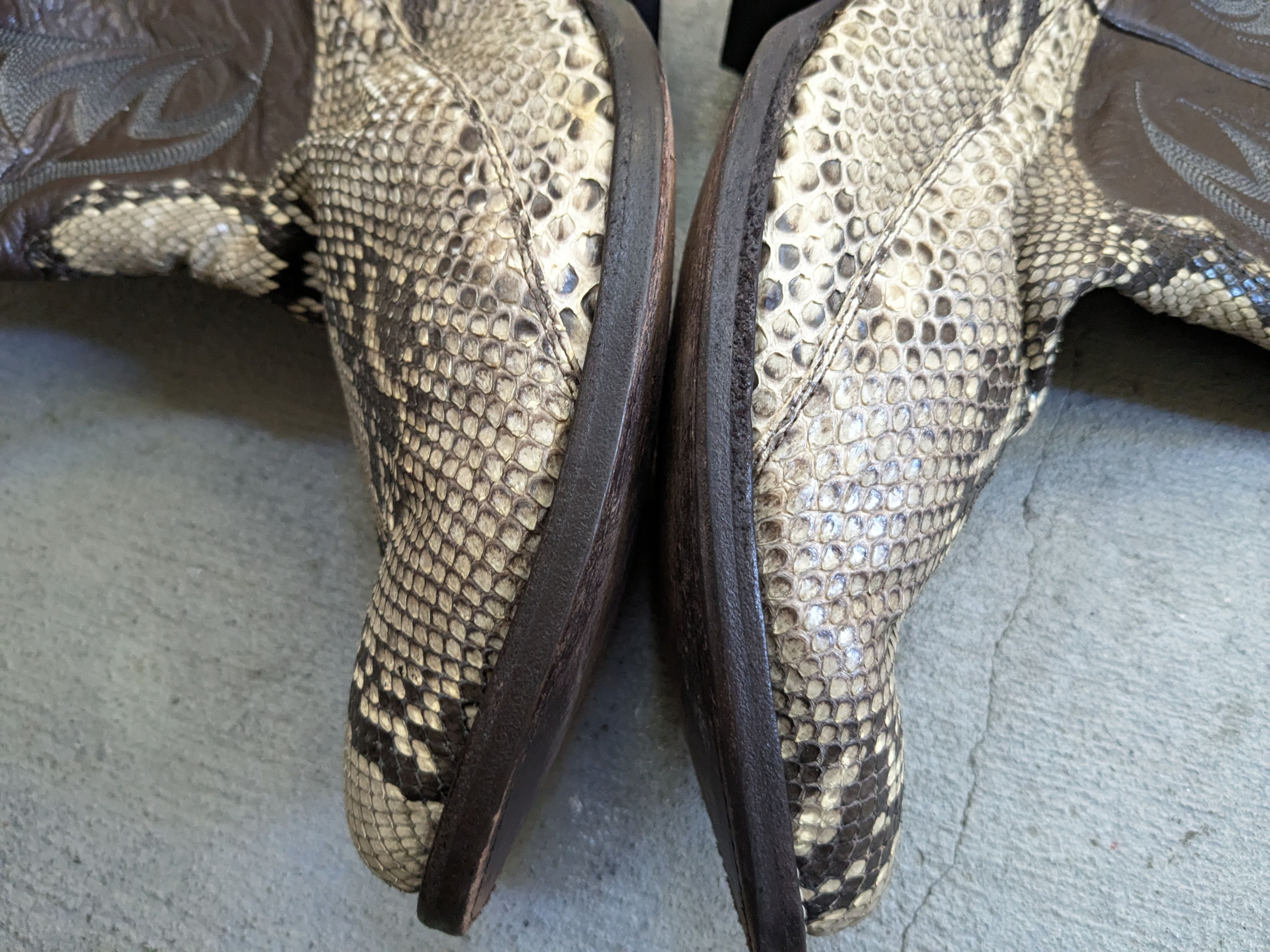 Nocona Boots Nocona Snakeskin Cowboy Boots Leather 10.5 D Python USA Size US 10.5 / EU 43-44 - 4 Thumbnail