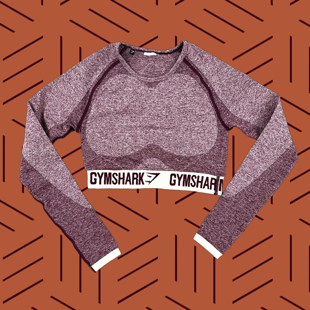 Gymshark GYMSHARK Top Womens M Cropped Dark Ruby Flex Shirt Long Sleeve Casual Shirt Womens M Gymshark Size M / US 6-8 / IT 42-44 - 1 Thumbnail