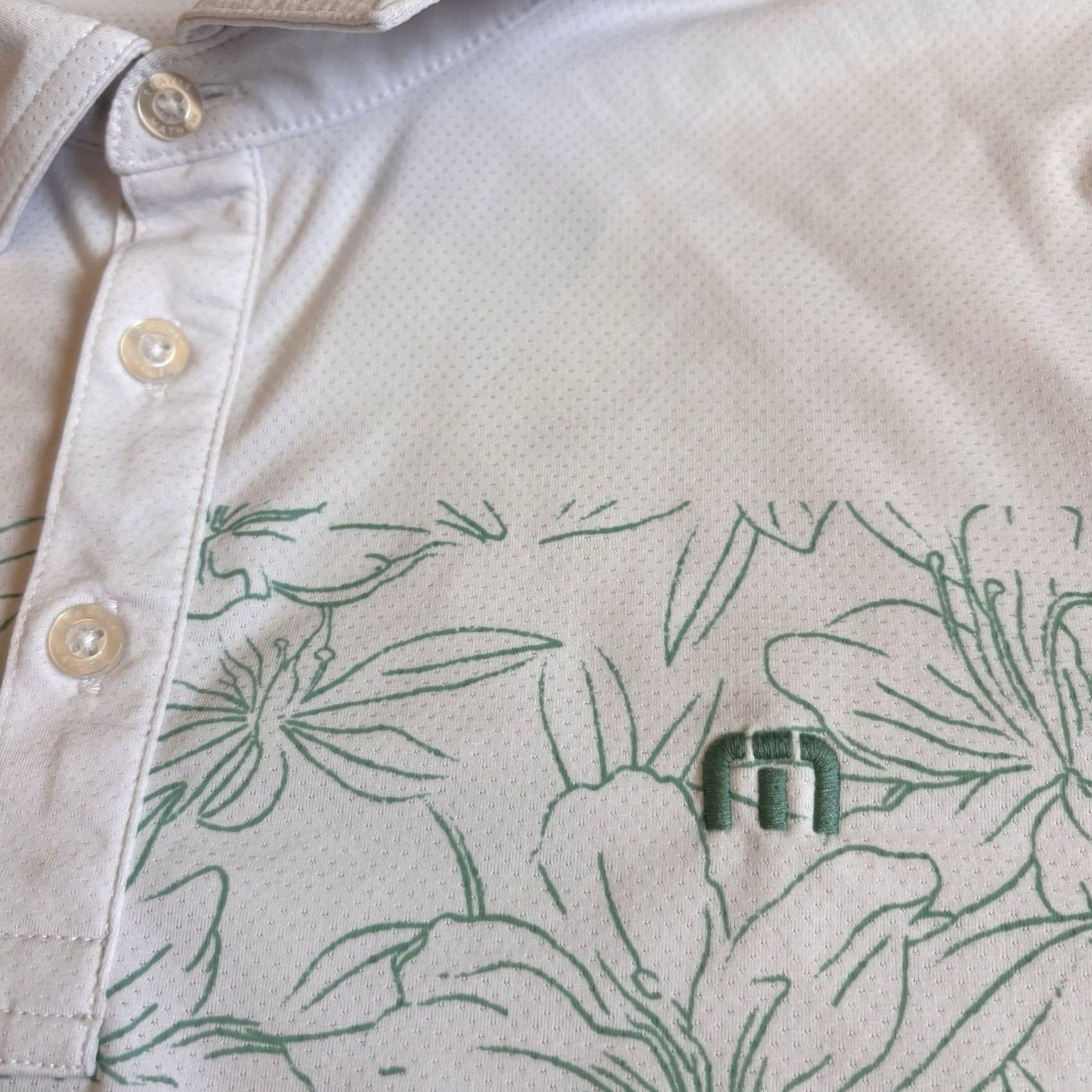 TravisMathew Travis Mathew Golf Polo Shirt Mens White Green Floral Tropical XL Size US XL / EU 56 / 4 - 4 Thumbnail