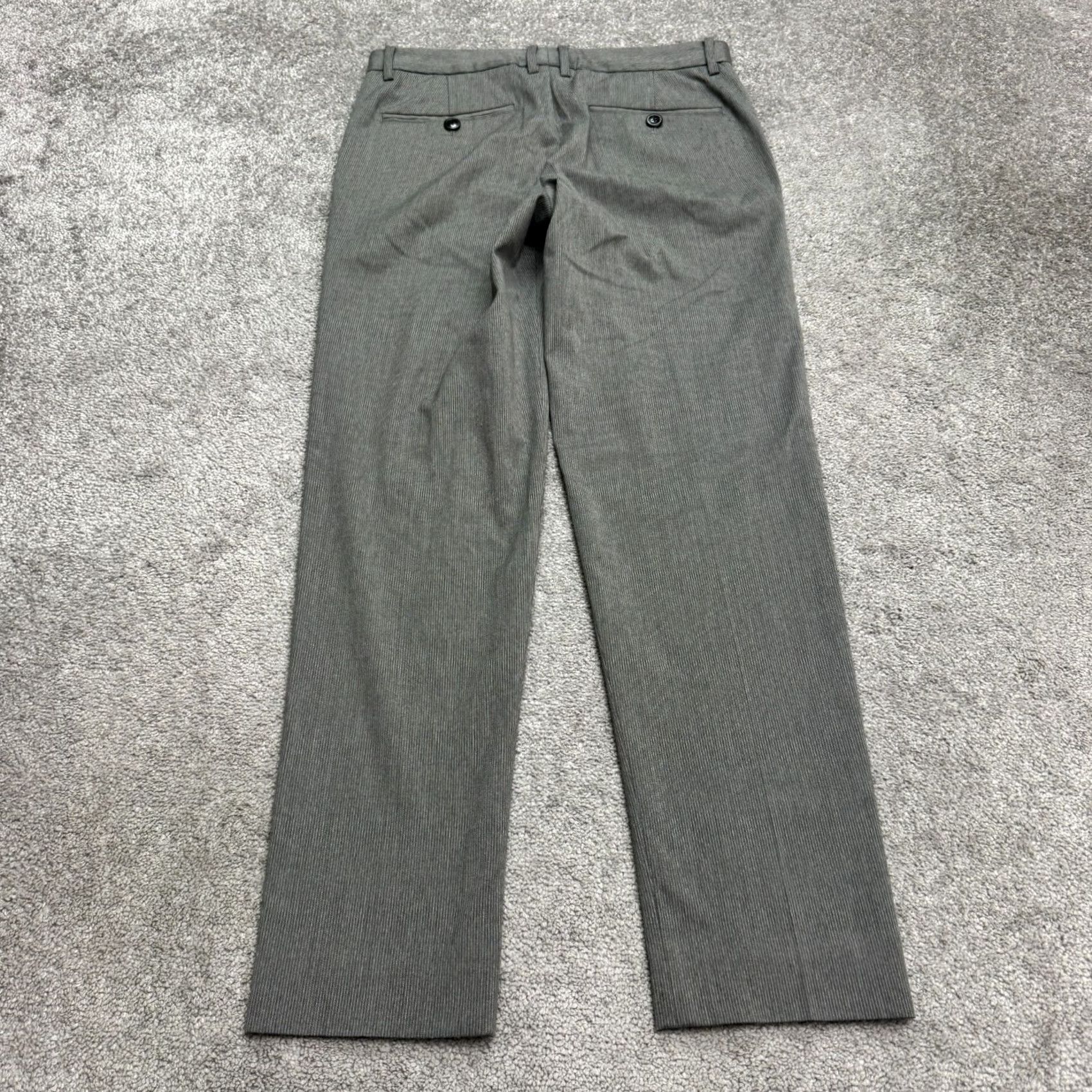 Armani Exchange A/X Armani Exchange Dress Pants Mens 31R Gray Pinstriped Straight Flat Front Size US 31 - 2 Thumbnail