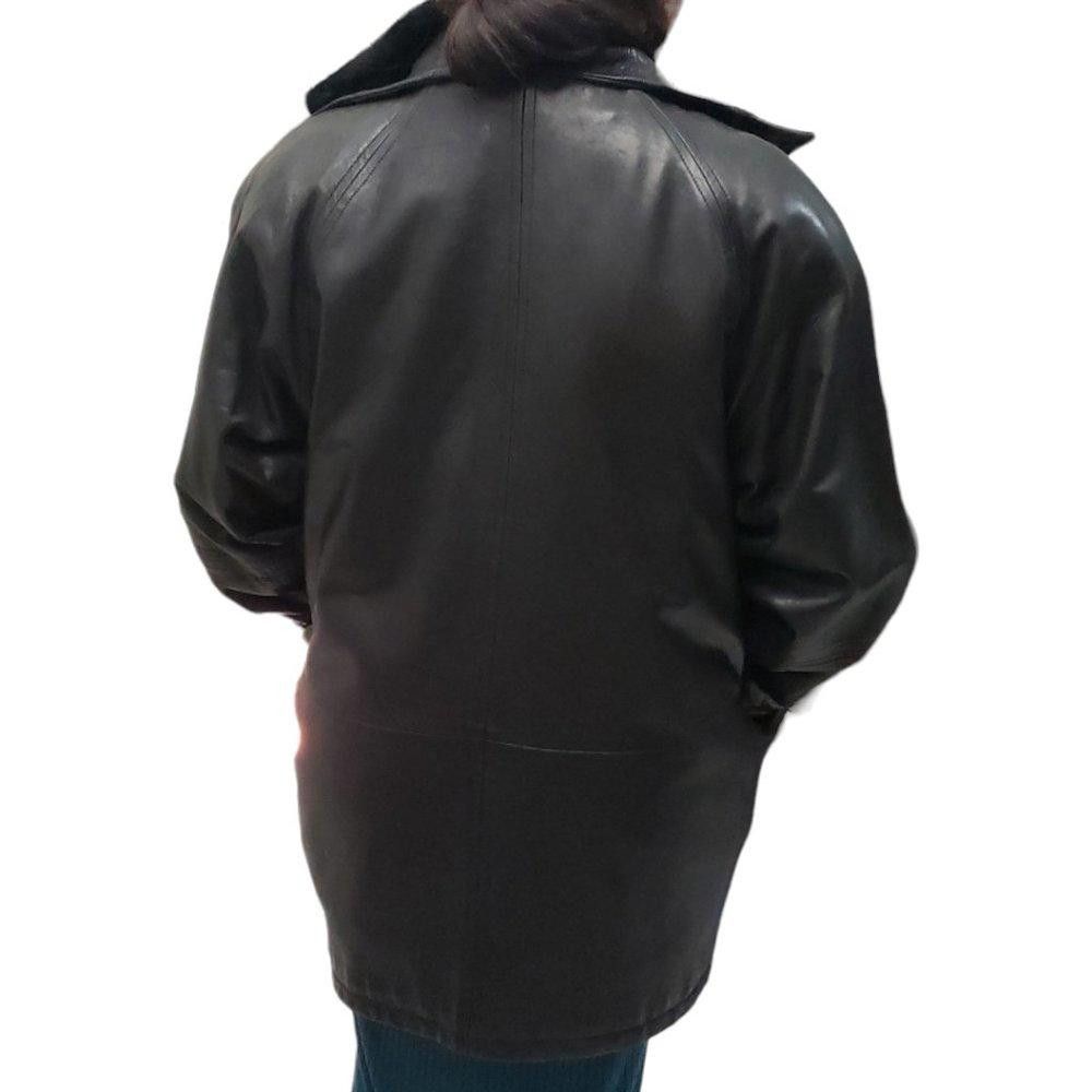 Designer Black Leather Lined Ladies Winter Coat M Size M / US 6-8 / IT 42-44 - 4 Thumbnail