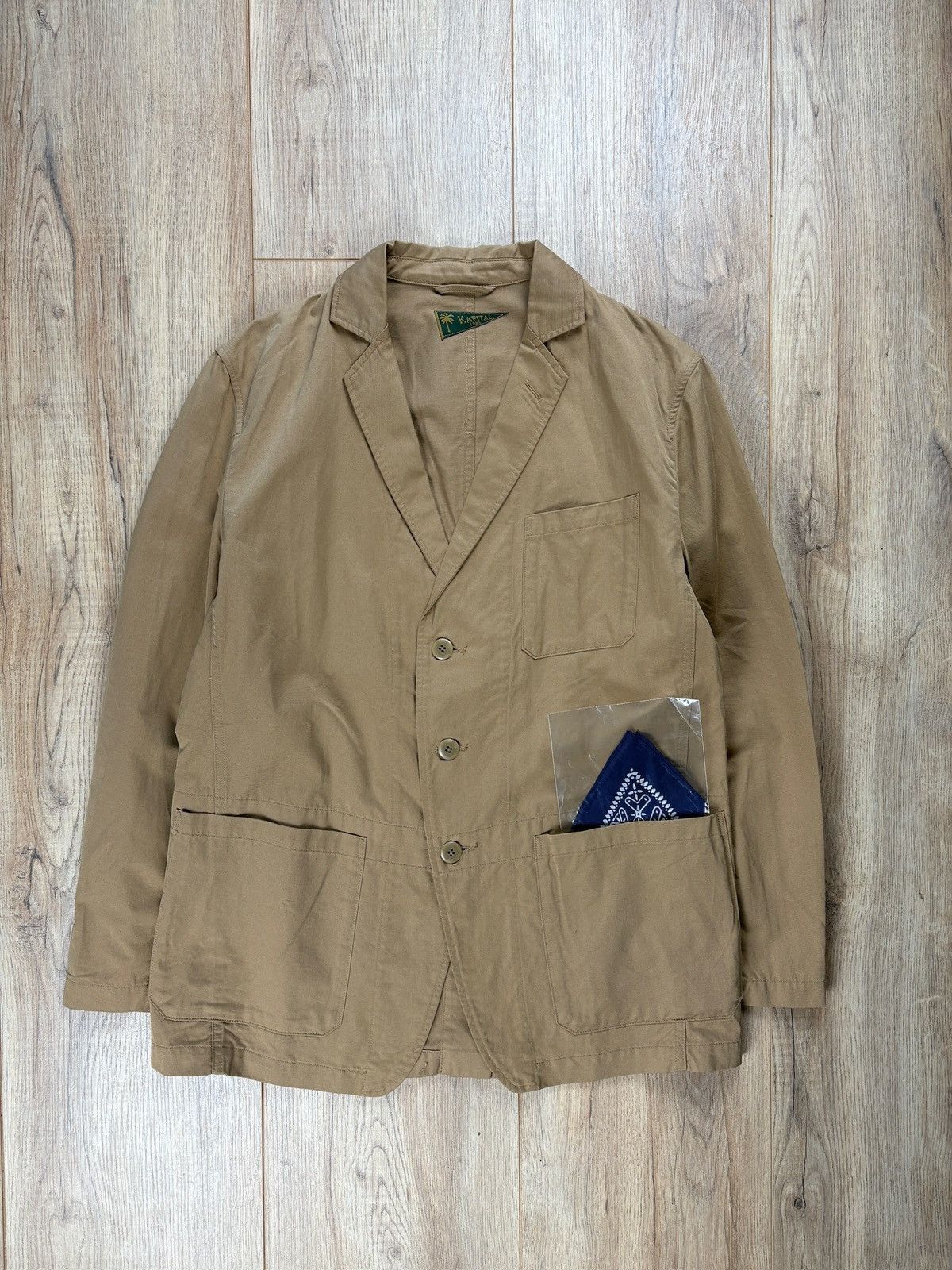 Beige Kapital Blazer with Backpockets and Pocket Square