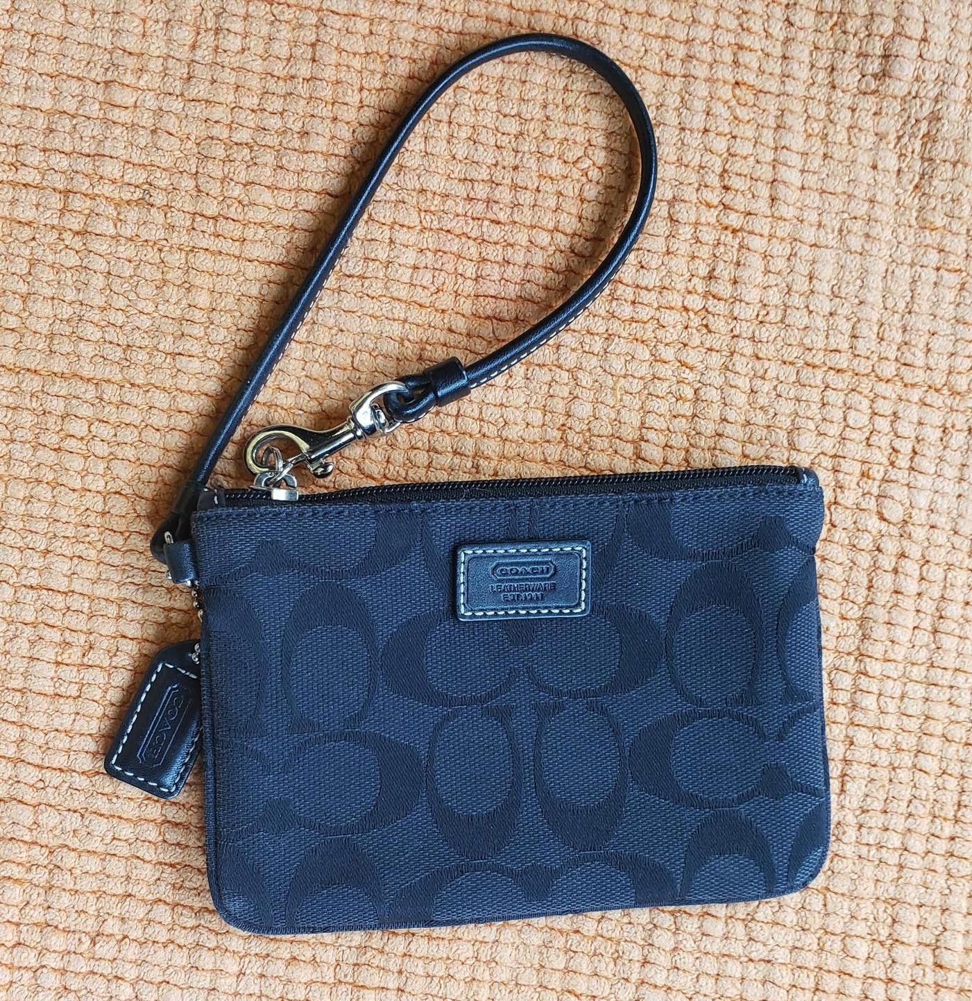 Coach Coach Signature Print Wristlet Pouch - Elegant Black Size ONE SIZE - 3 Thumbnail