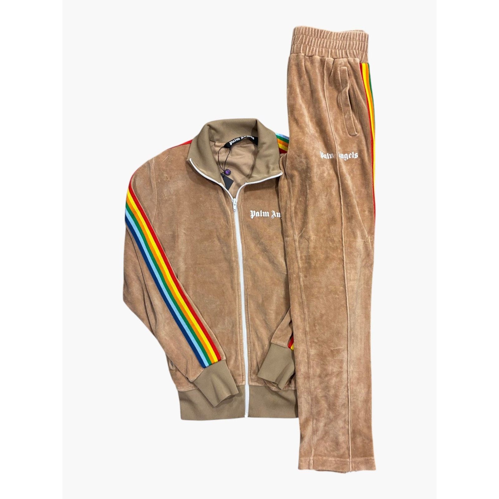 Palm Angels Palm Angels Velour Rainbow Beige Track Suit Size US M / EU 48-50 / 2 - 1 Thumbnail