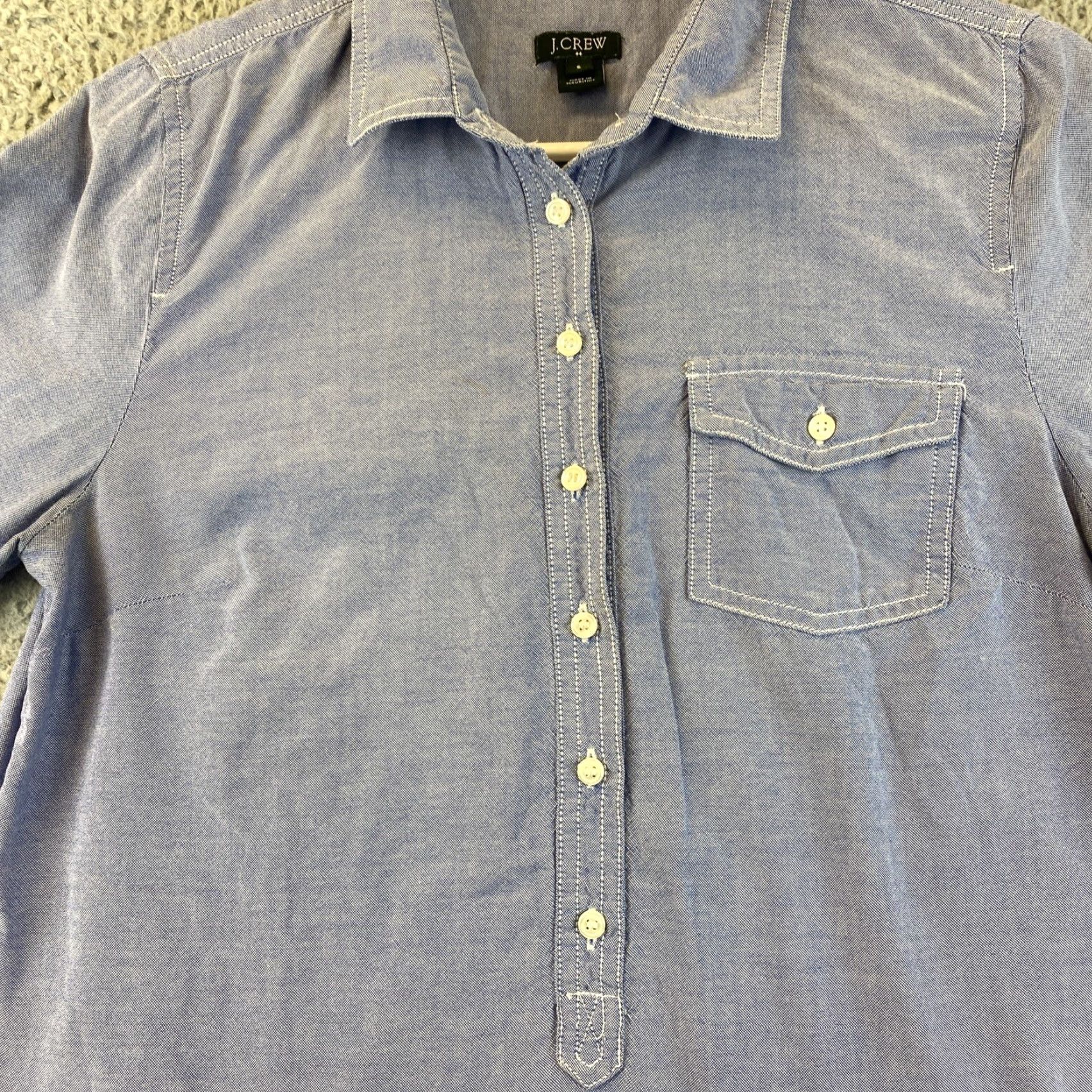 J.Crew VINTAGE J.CREW Button-Up Shirt Cotton Size S Blue Casual Long Sleeve Womens Size S / US 4 / IT 40 - 3 Thumbnail