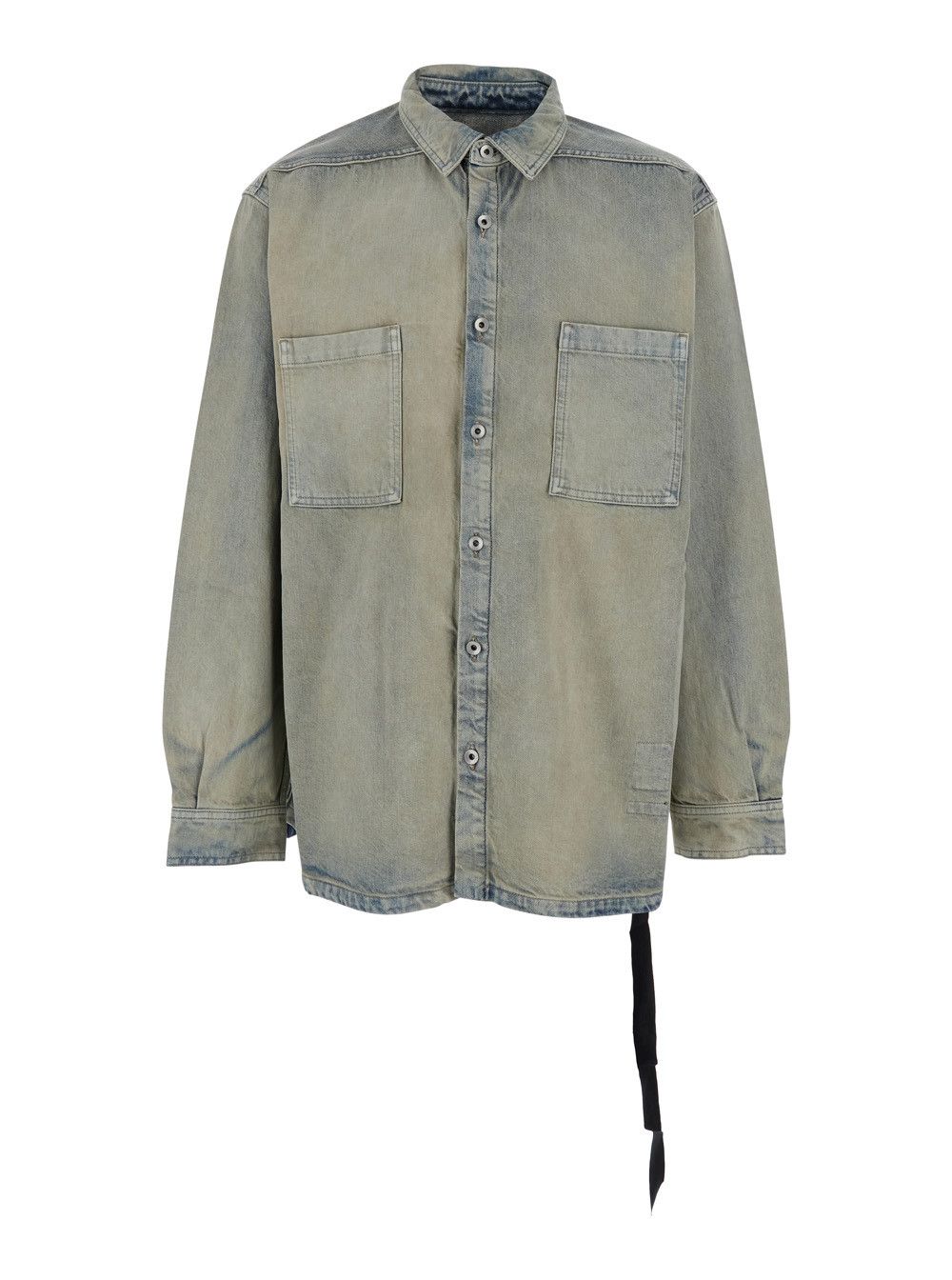 Rick Owens Drkshdw Light Blue Jacket with Classic Collar and Drawstring Detail on the Waist in Denim Man Size US S / EU 44-46 / 1 - 1 Thumbnail