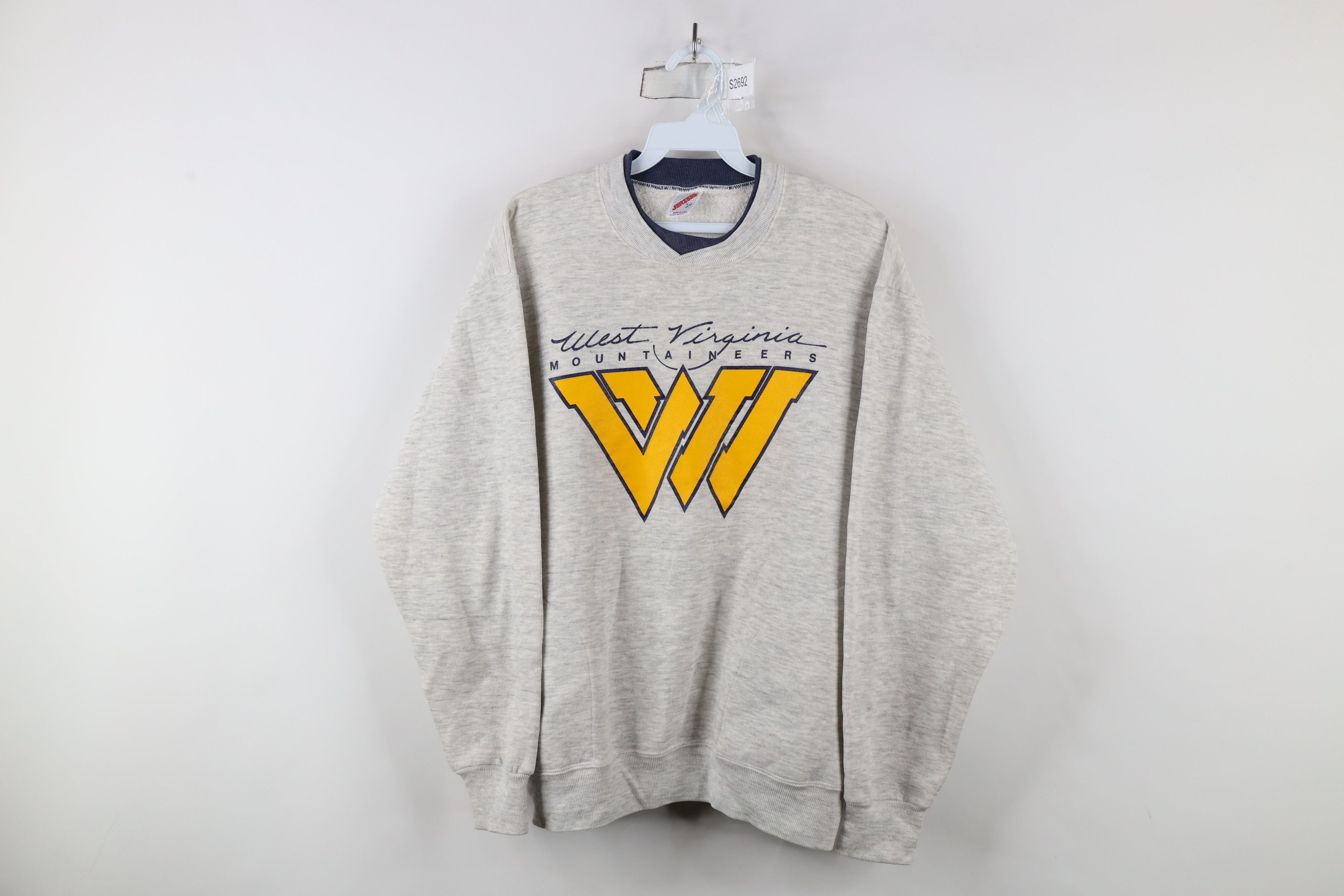 Vintage Vintage 90s Out West Virginia University Sweatshirt Gray USA Size L / US 10 / IT 46 - 1 Thumbnail