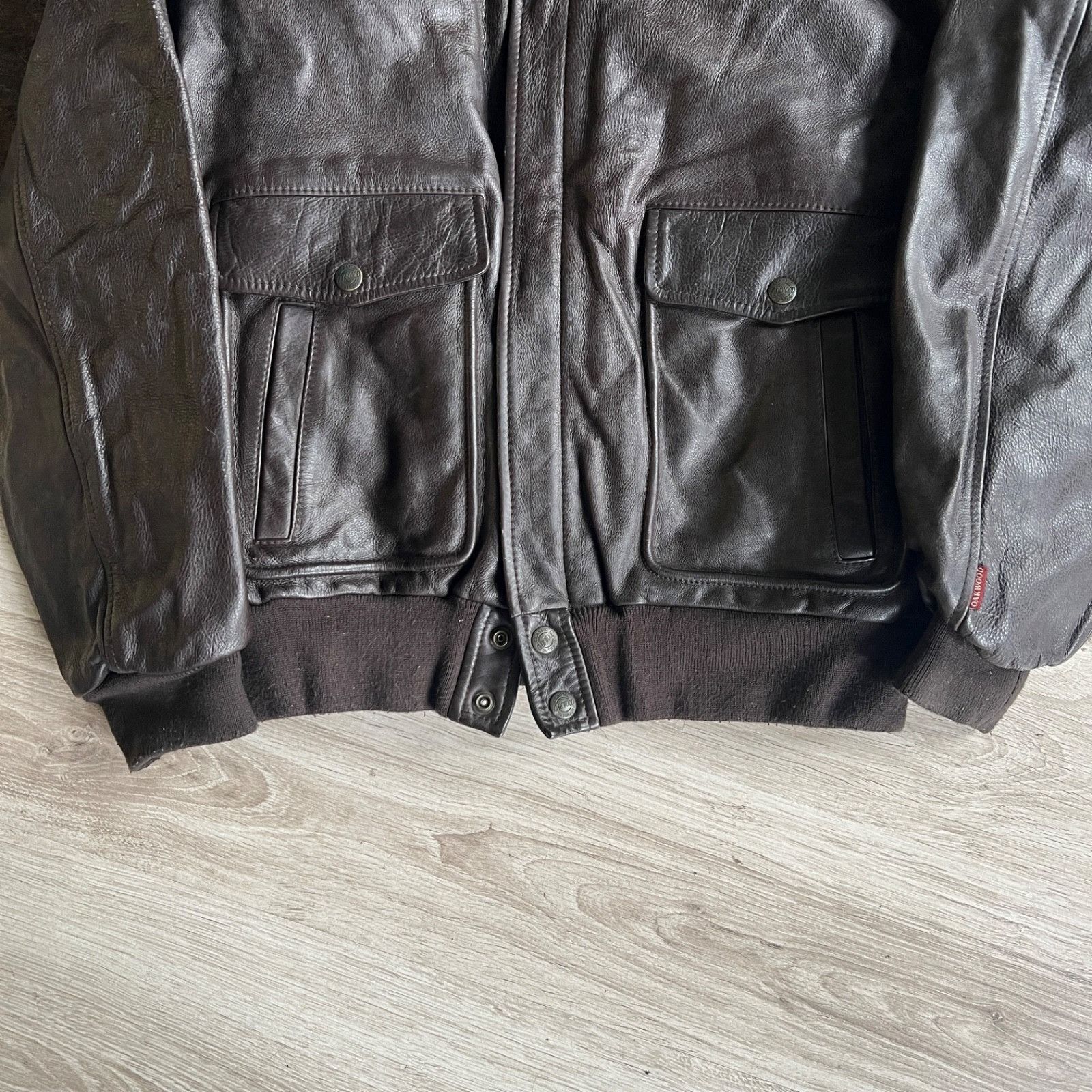 Genuine Leather Oakwood Flying Bikes Leather Cowhide Biker Jacket 9882AC Size US XL / EU 56 / 4 - 6 Thumbnail