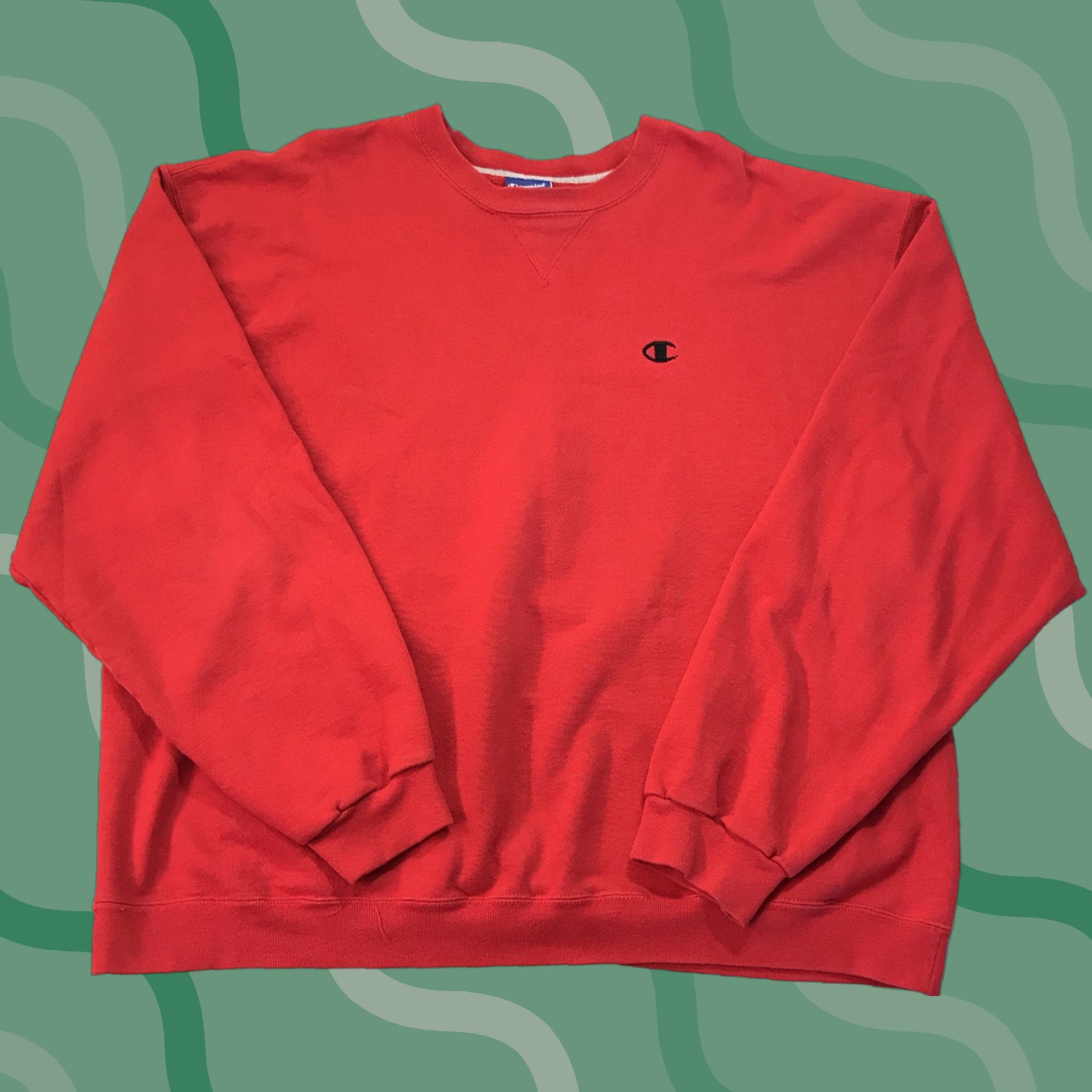 Champion VINTAGE Champion Mens Sweatshirt Crewneck Pullover Sz XXL Red 2XL Cotton Polyester Fleece Embroidered Pullover 90s Outdoor Designer Mens Size US XXL / EU 58 / 5 - 1 Thumbnail