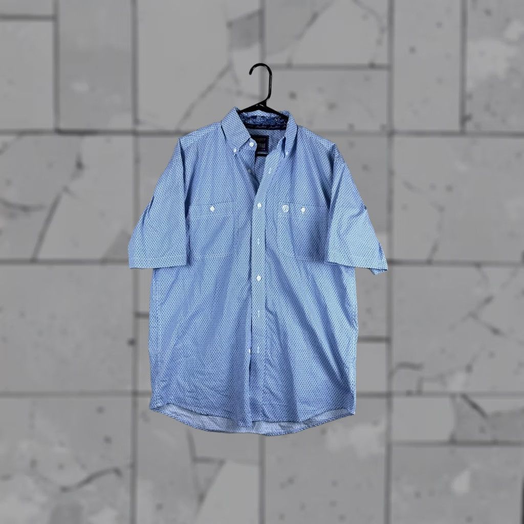 Wrangler Wrangler Shirt Mens XL Blue Geometric Short Sleeve Button Western Size US XL / EU 56 / 4 - 1 Thumbnail