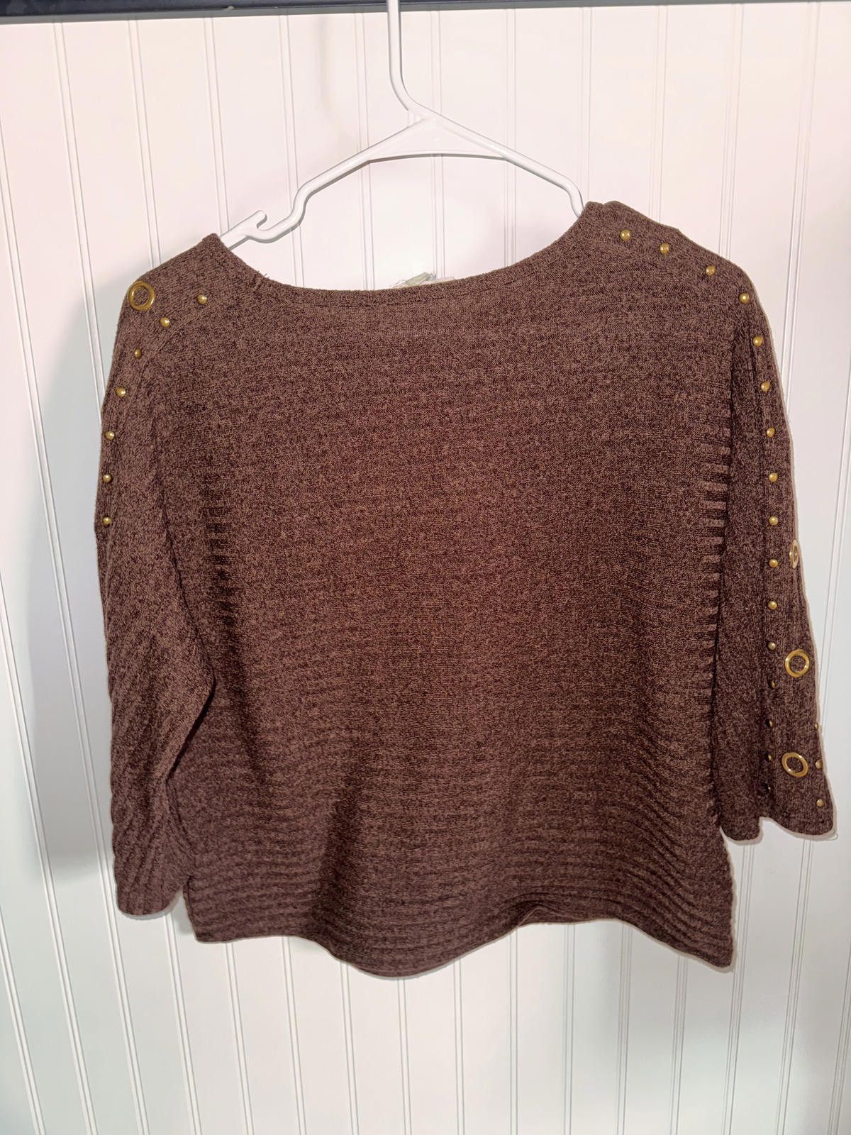 Other Parallel Skies Brown Ribbed Knit Sweater with Gold Studs and Size M / US 6-8 / IT 42-44 - 2 Thumbnail