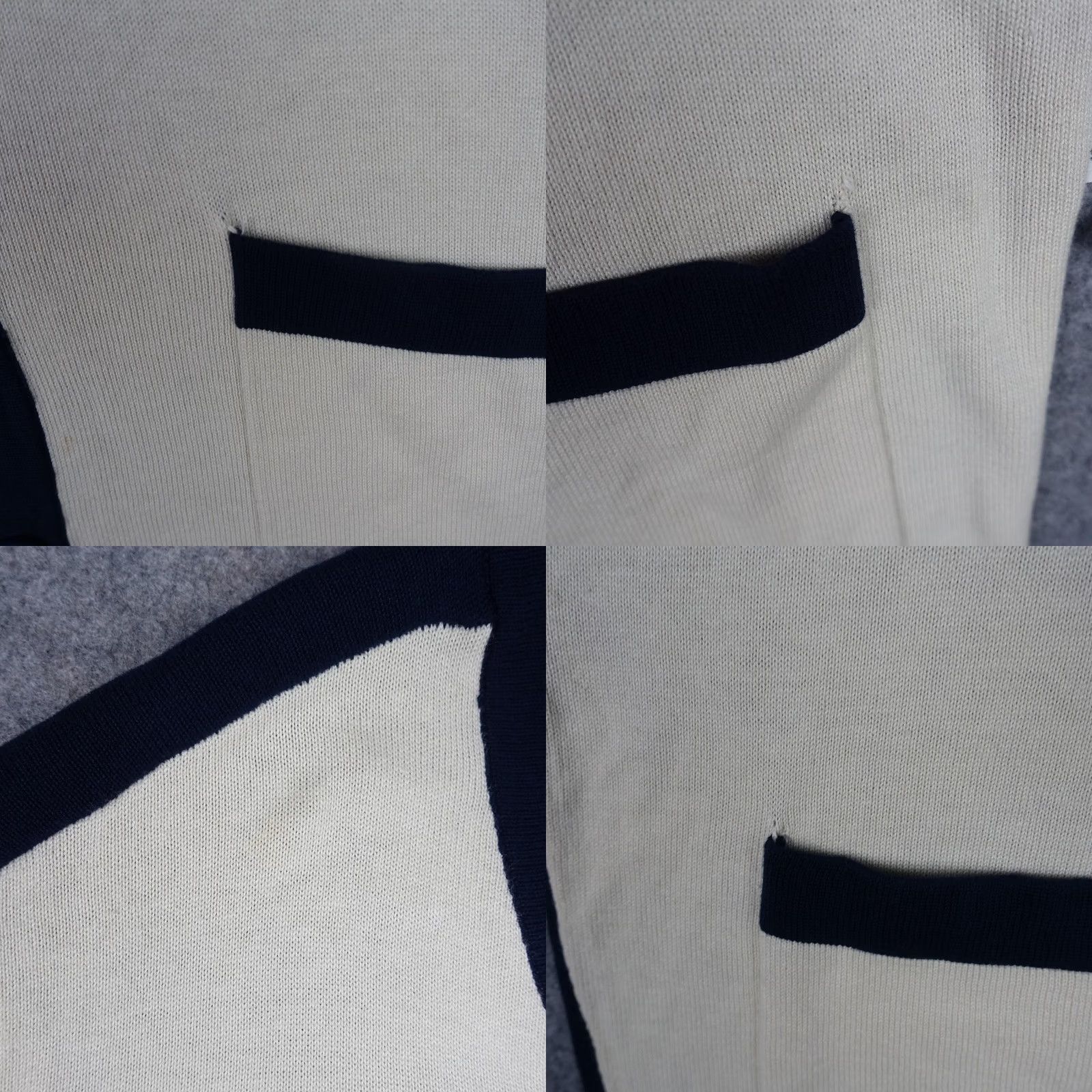 Vintage VINTAGE Triple Five Soul Cardigan Sweater Mens 2XL White Navy Striped V-Neck Pockets T5 Patch Knit Cotton White Mens Size US XXL / EU 58 / 5 - 8 Thumbnail