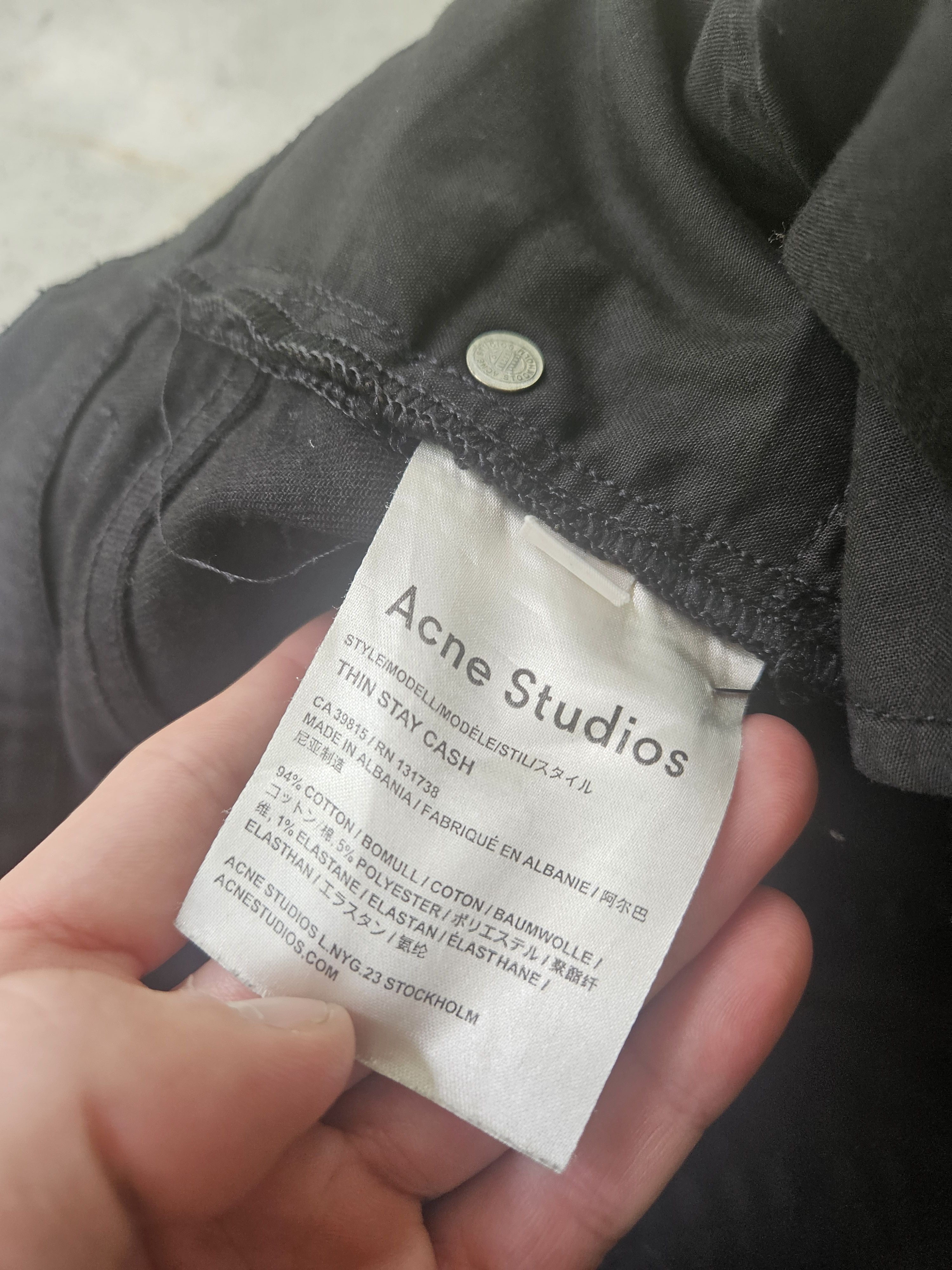 Acne Studios Thin Stay Cash Black Denim Jeans Size US 30 / EU 46 - 10 Thumbnail