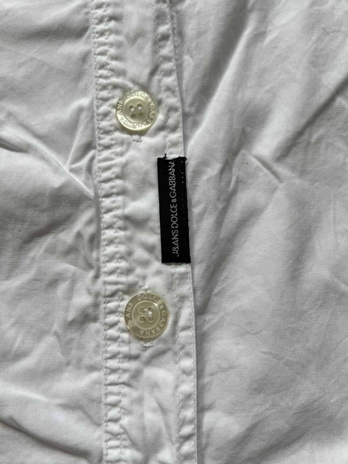 Dolce & Gabbana × Vintage Biała Koszula Dolce & Gabbana Jeans Center Logo Italy Size XL / US 12-14 / IT 48-50 - 3 Thumbnail