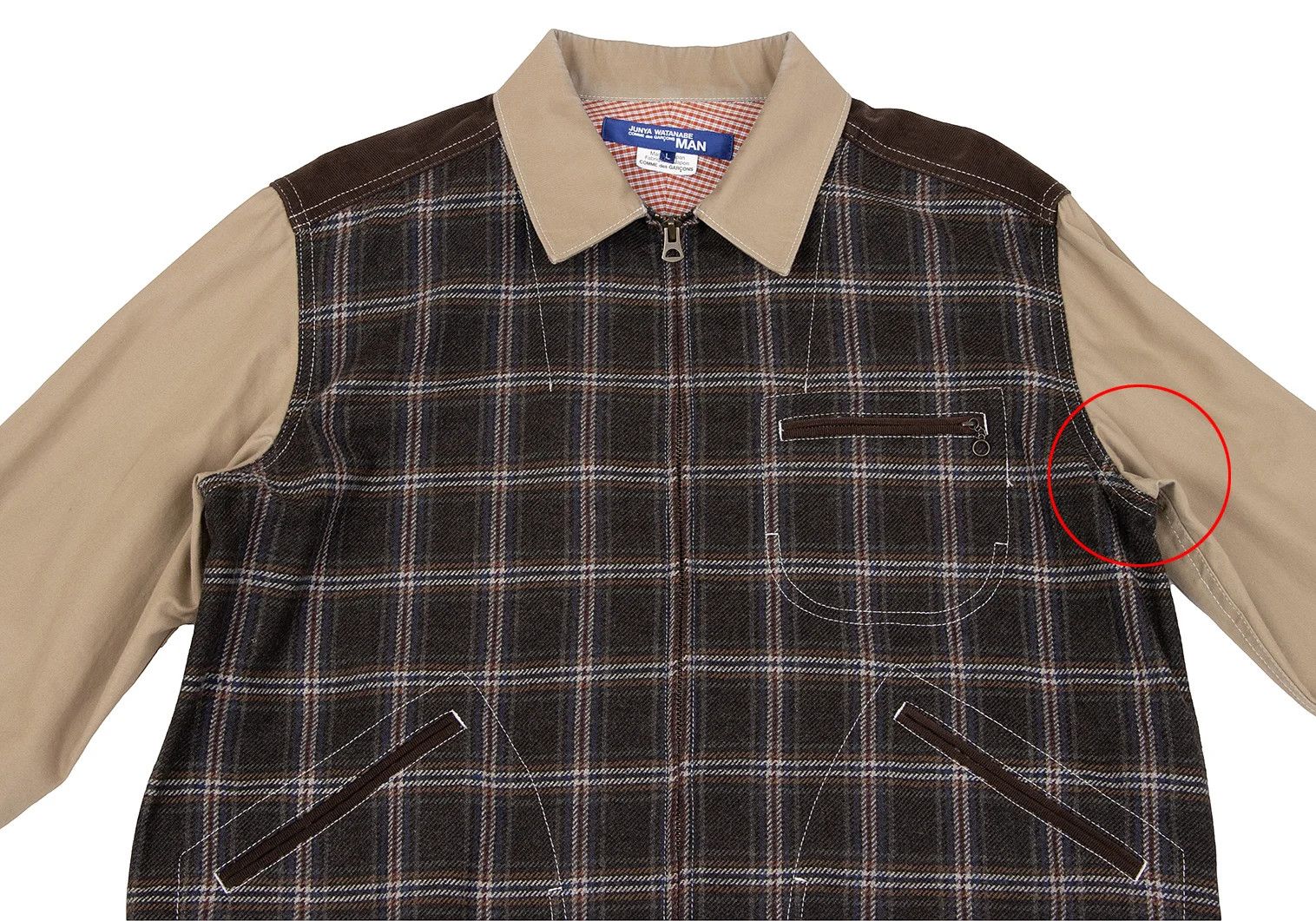 Junya Watanabe Checkered Corduroy Patchwork Zip Jacket in Brown Beige L Size US L / EU 52-54 / 3 - 4 Thumbnail